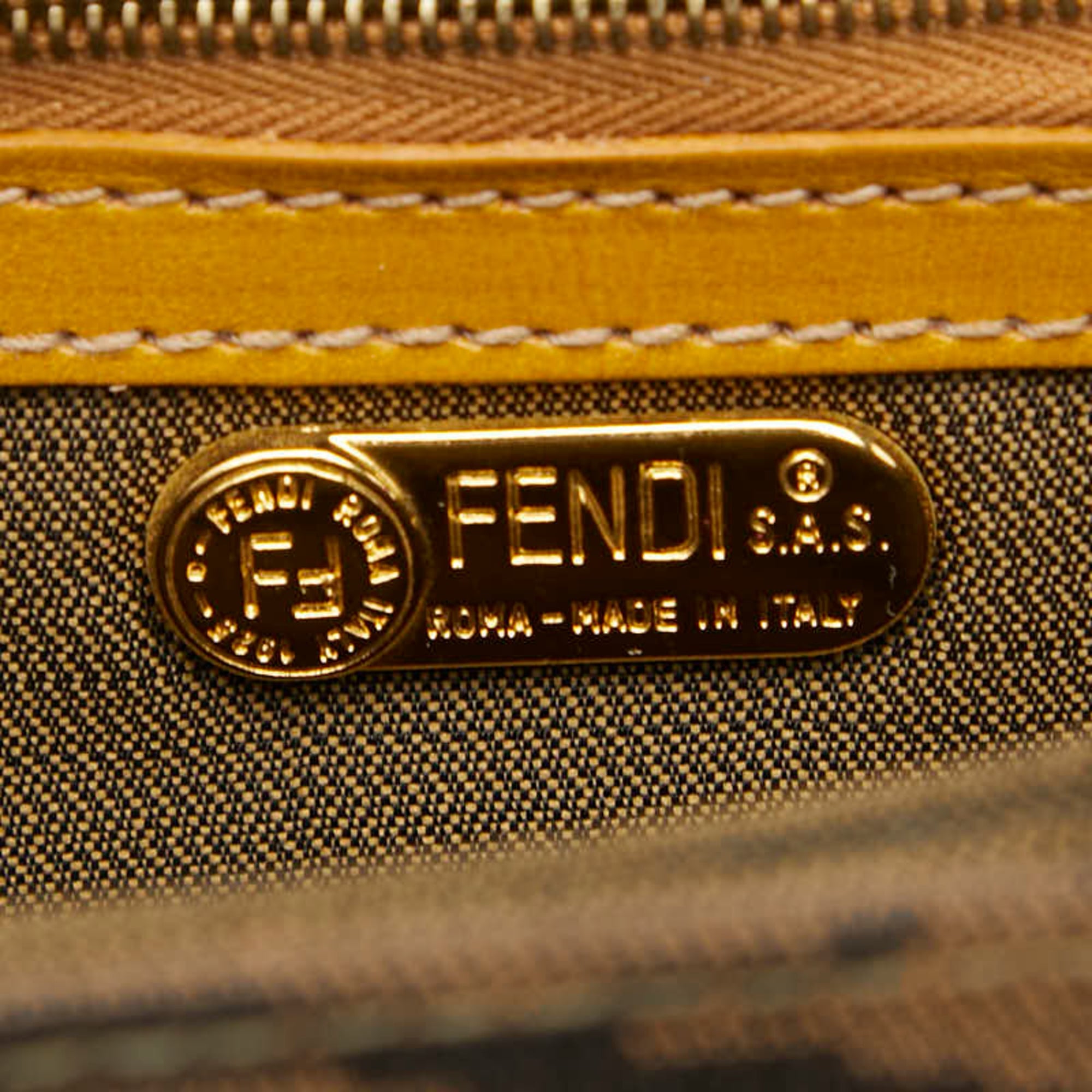 Fendi Black Brown Canvas Leather Handbag (Pre-Owned)