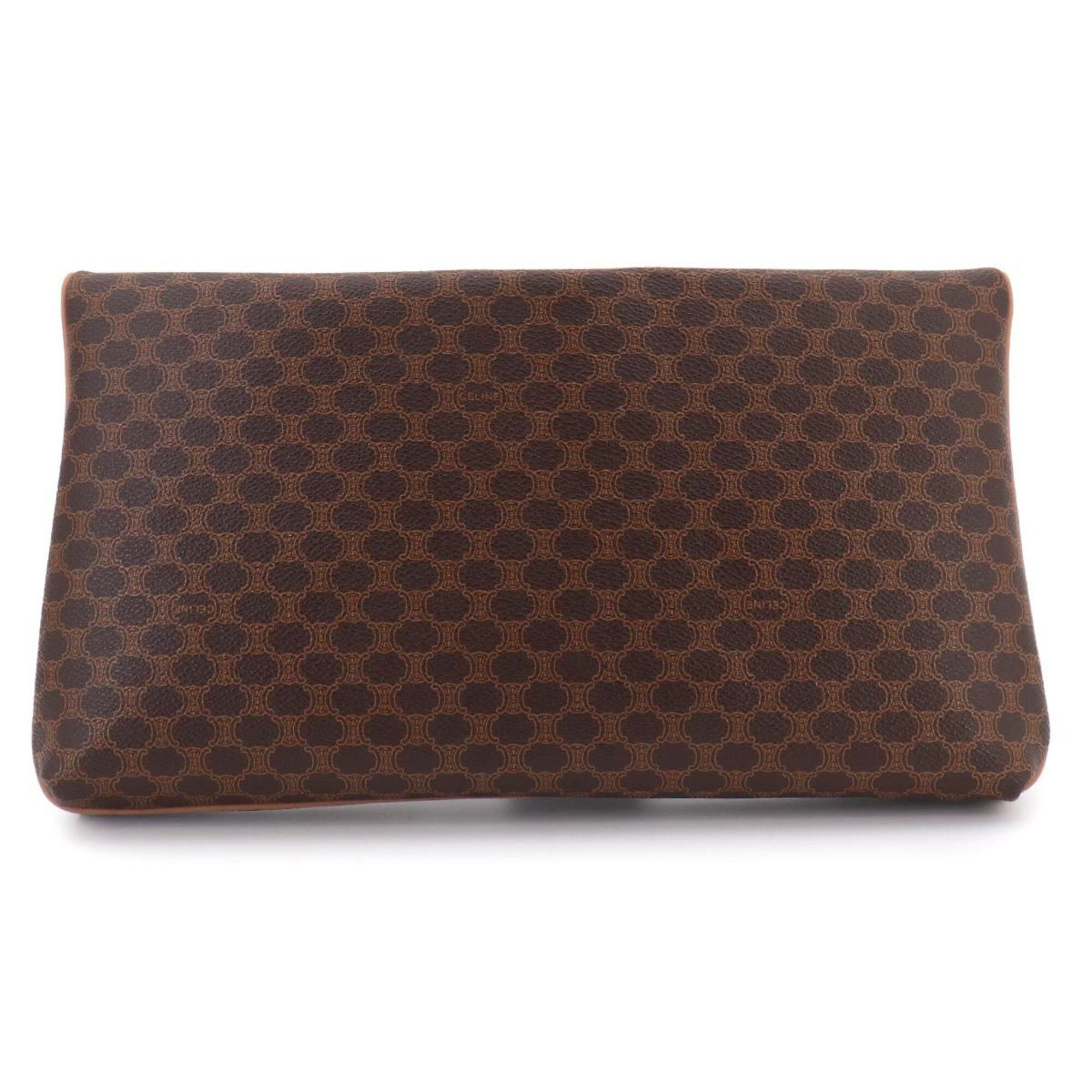 Celine Brown Pvc Leather Clutch Bag Handbag (Pre-Owned)