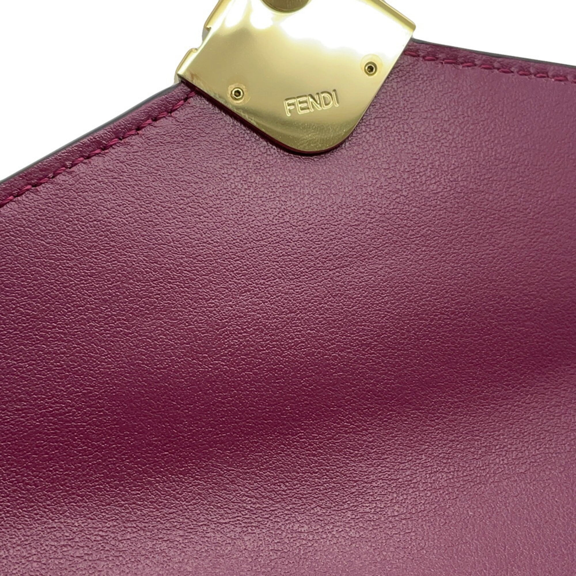 Fendi Bordeaux Purple Leather Chain/Shoulder Wallet (Pre-Owned)
