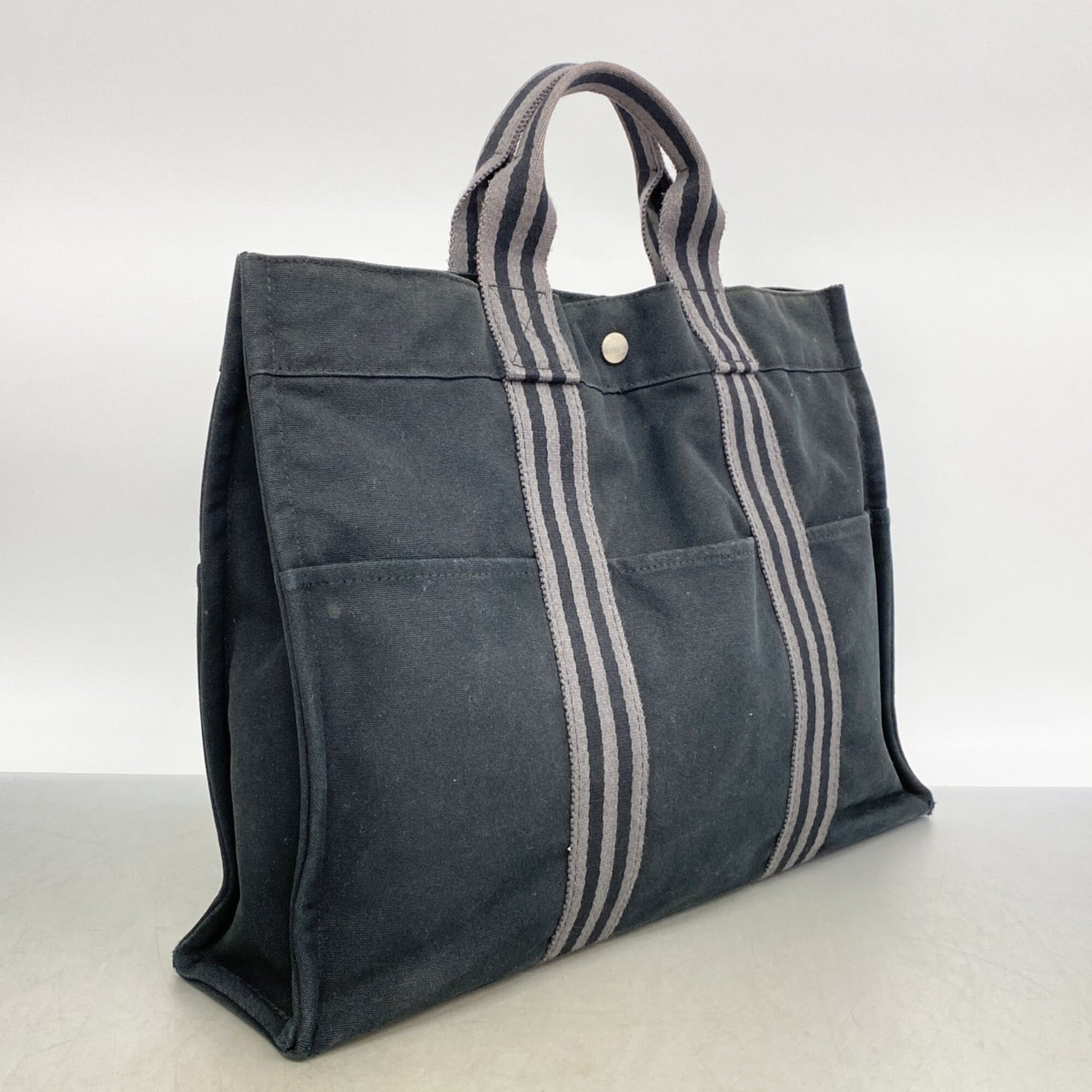Hermes Black Canvas Tote Bag (Pre-Owned)