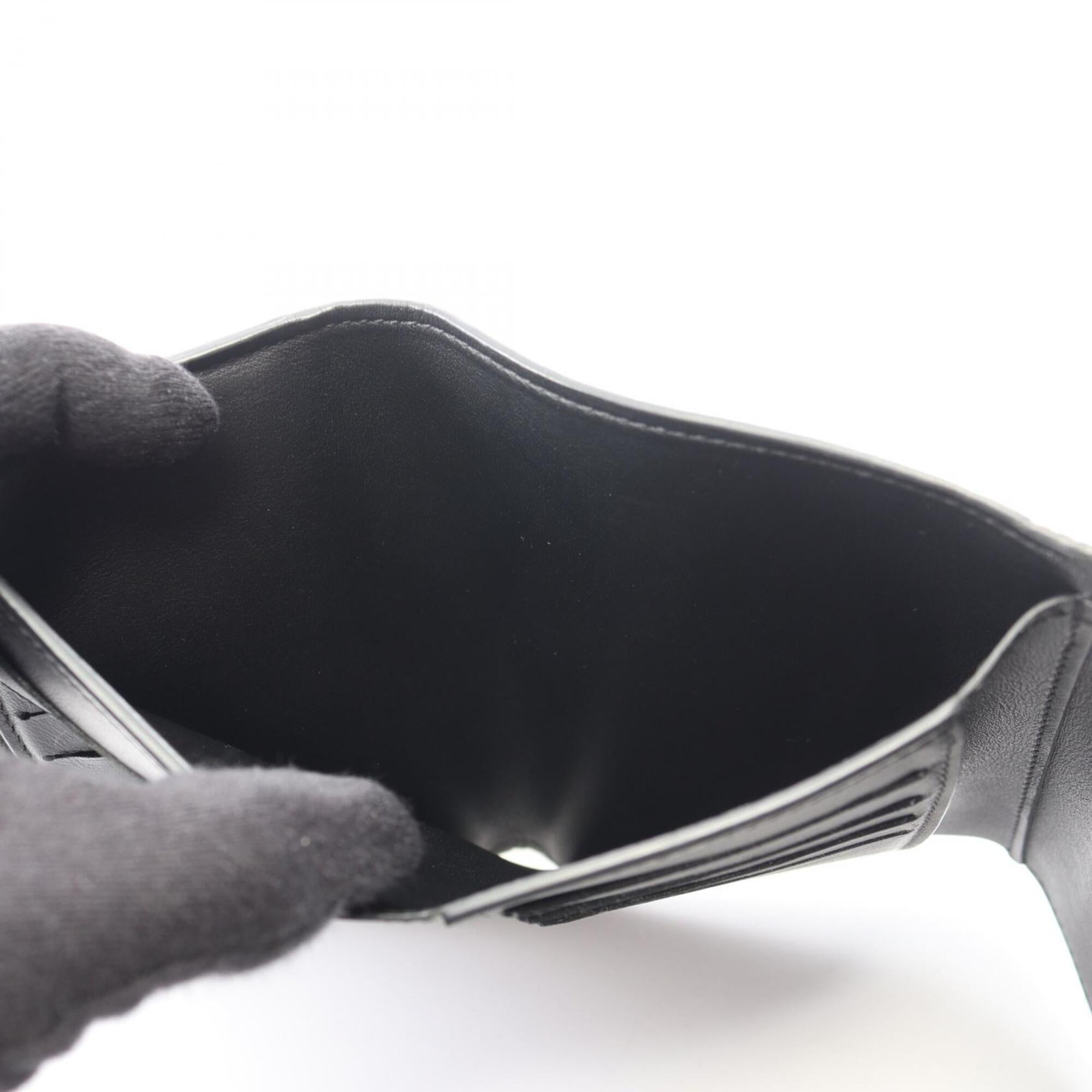 Louis Vuitton Black Leather Wallet (Tri-Fold) (Pre-Owned)