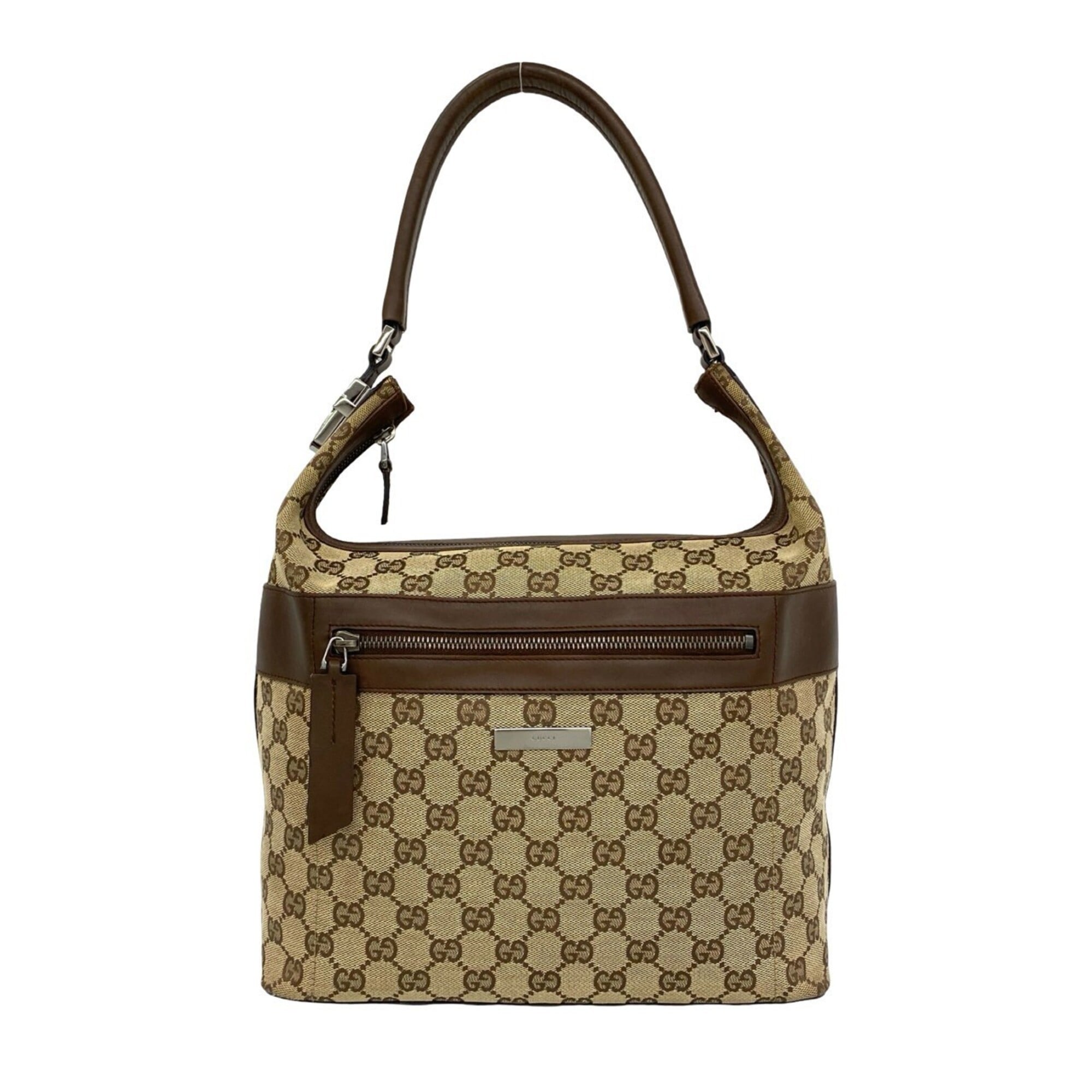 Gucci Brown Canvas Leather Shoulder Bag Tote Bag (Pre-Owned)
