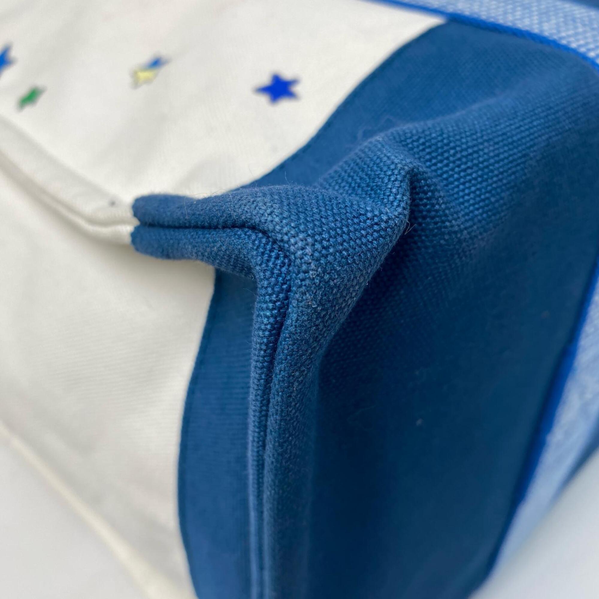 Hermes Blue White Cotton Pouch (Pre-Owned)