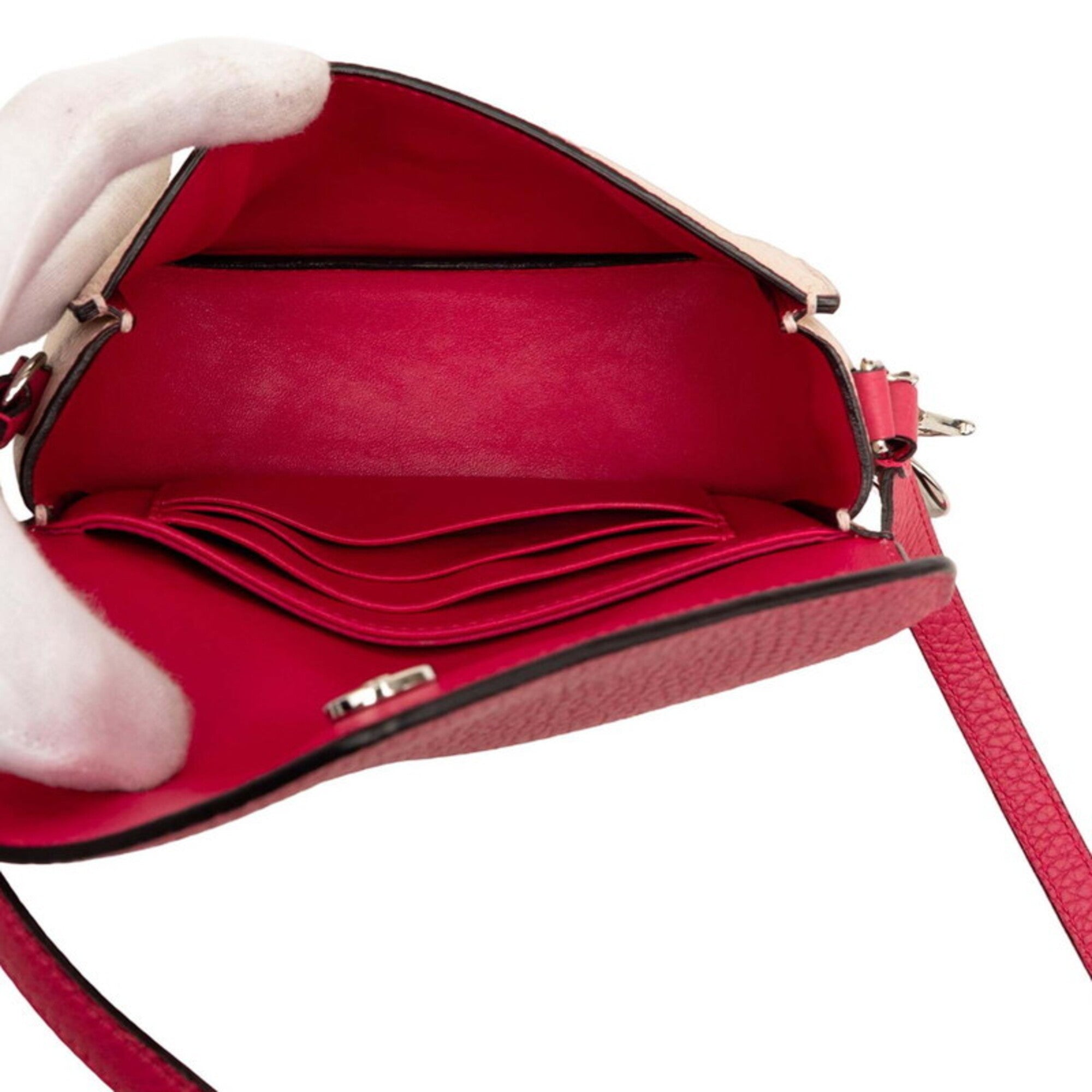 Christian Dior Beige Pink Leather Shoulder Bag (Pre-Owned)