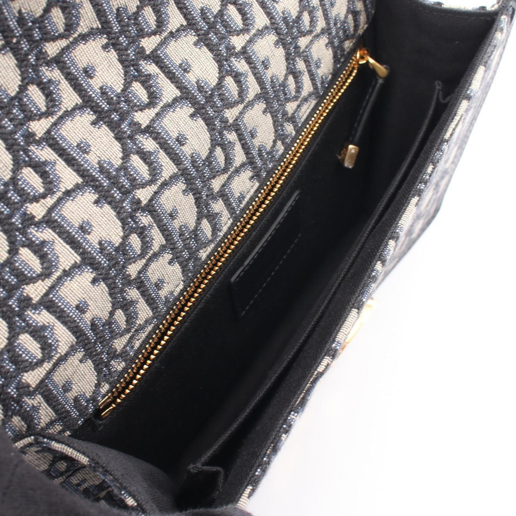 Christian Dior Beige Navy Canvas Leather Handbag Shoulder Bag (Pre-Owned)