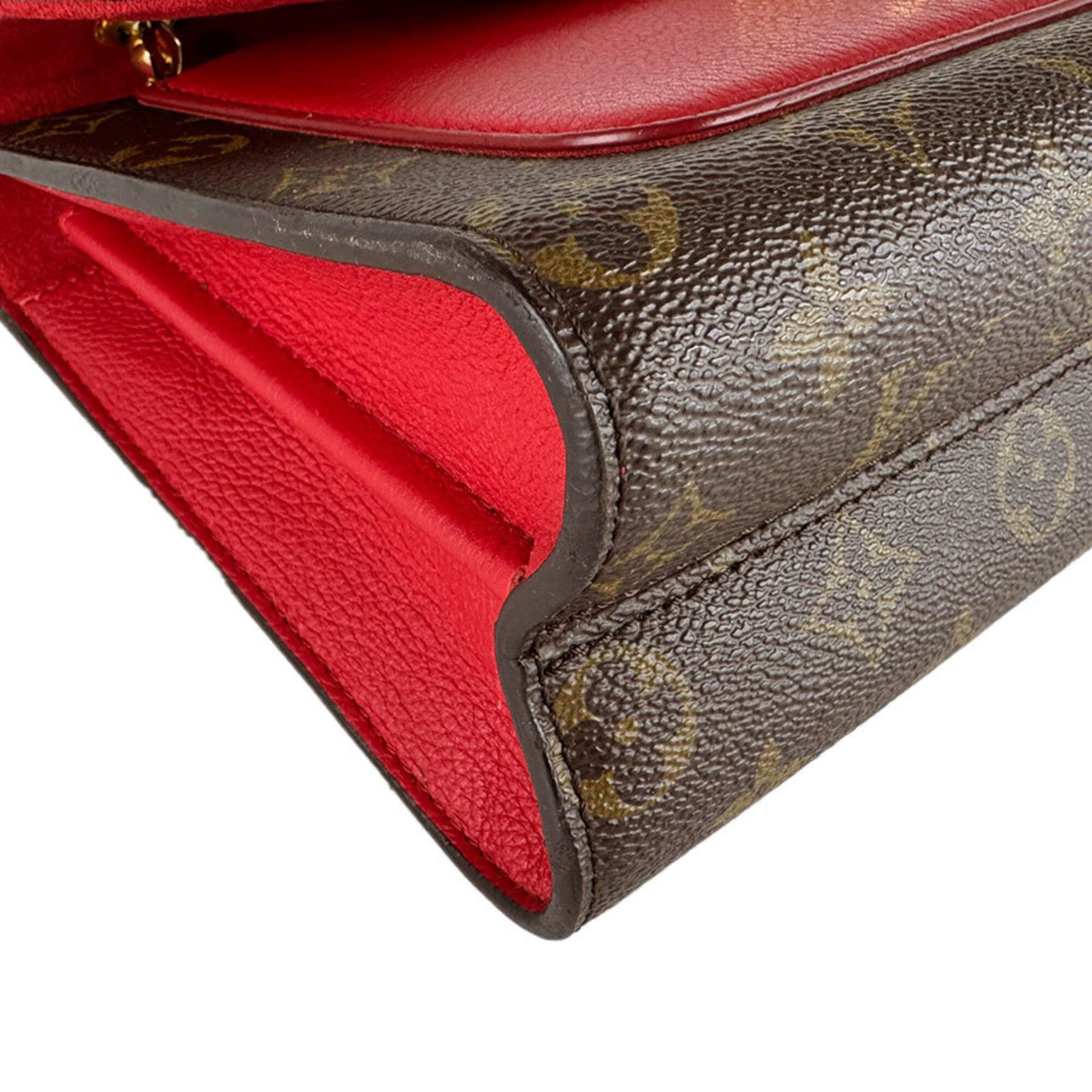 Louis Vuitton Brown Monogram Red Color Monogram Leather Shoulder Bag (Pre-Owned)