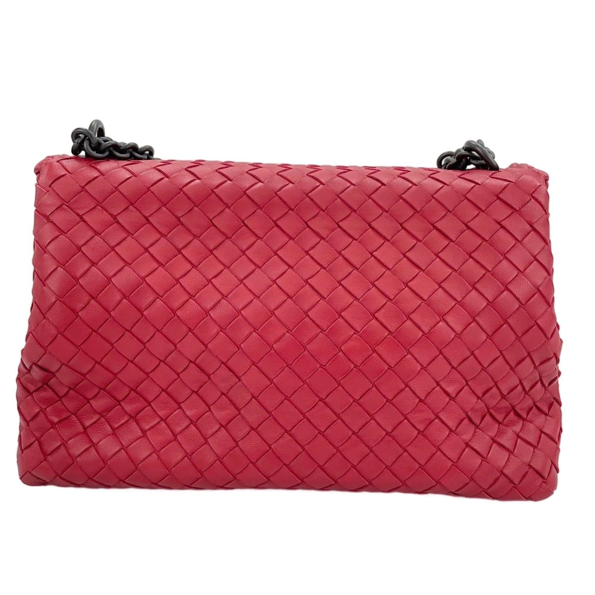 Bottega Veneta Red Color Intrecciato Shoulder Bag (Pre-Owned)