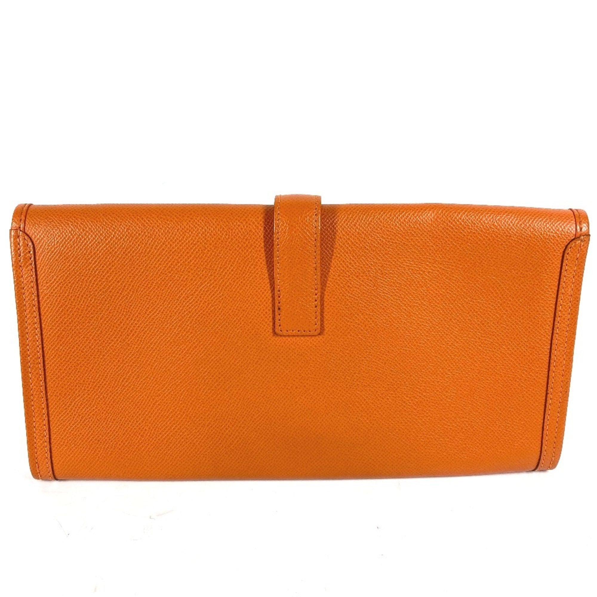 Hermes Jige Orange Epsom Leather Clutch Bag (Pre-Owned)
