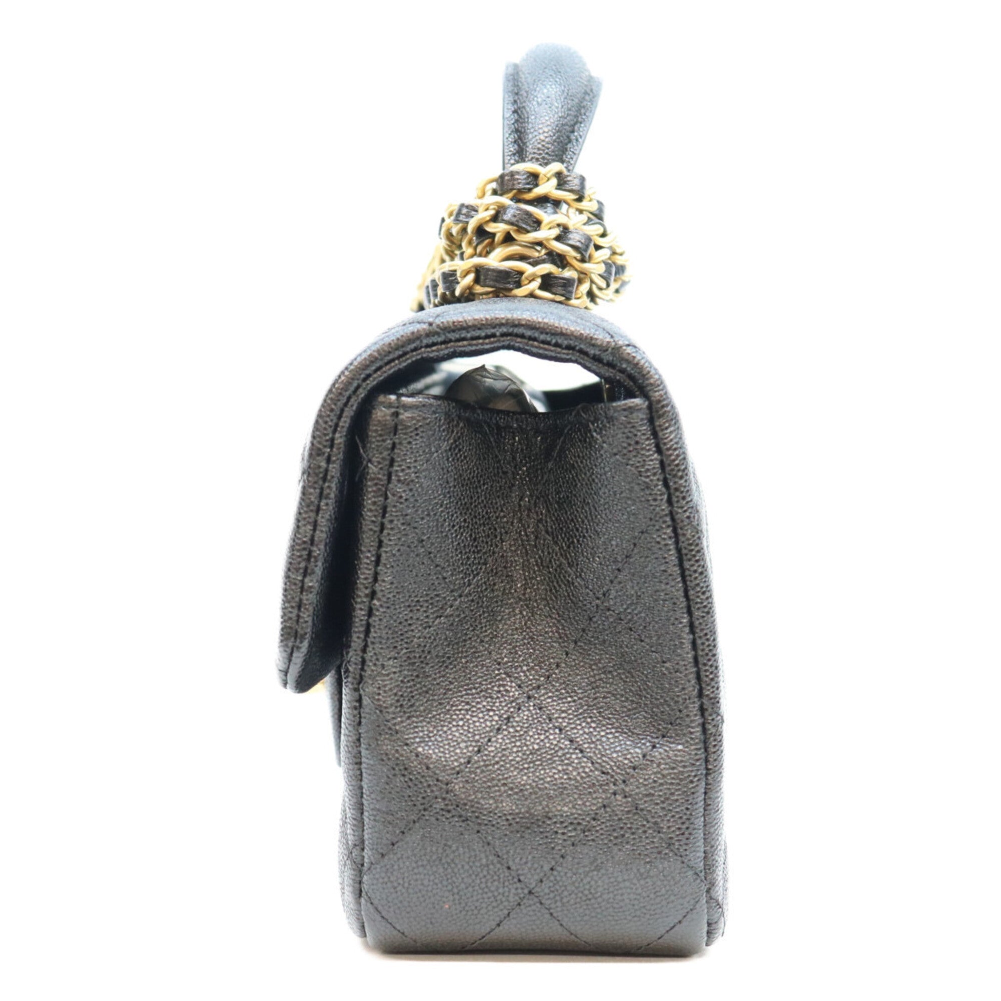 Chanel Black Grained Calfskin Shoulder Bag (Pre-Owned)