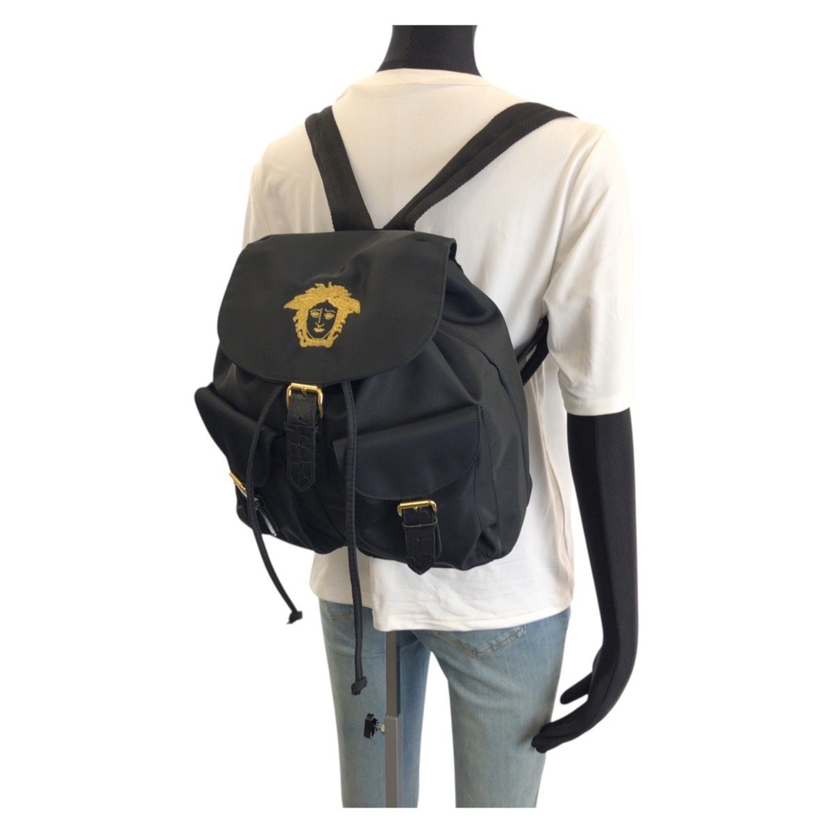 Versace Black Nylon Backpack (Pre-Owned)
