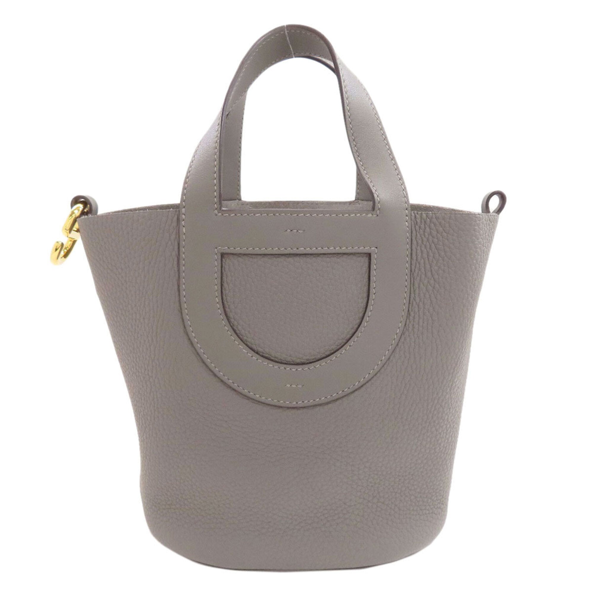 Hermes Gray Taurillon Clemence Leather Handbag (Pre-Owned)