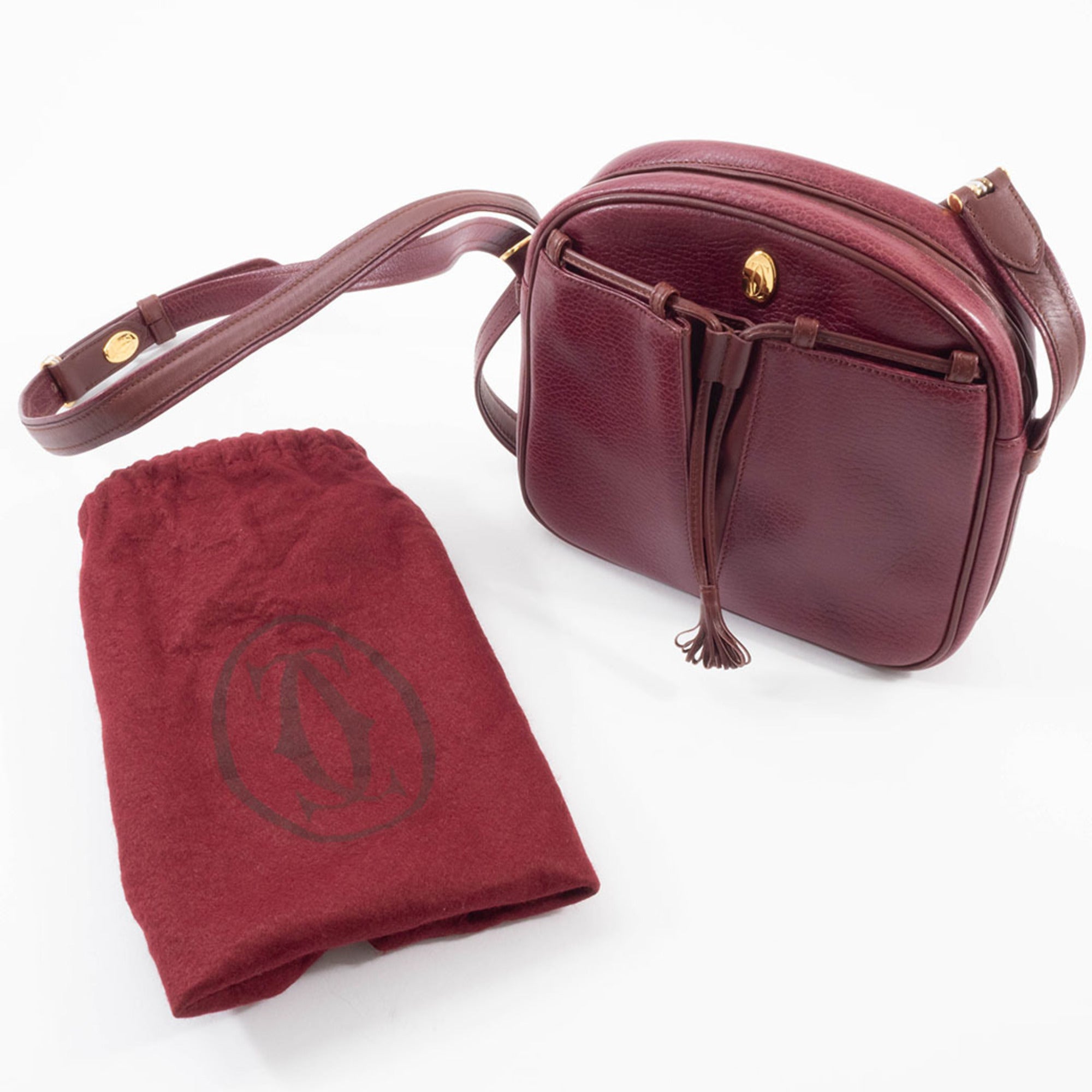 Cartier Must Bordeaux Leather Pochette Shoulder Bag (Pre-Owned)