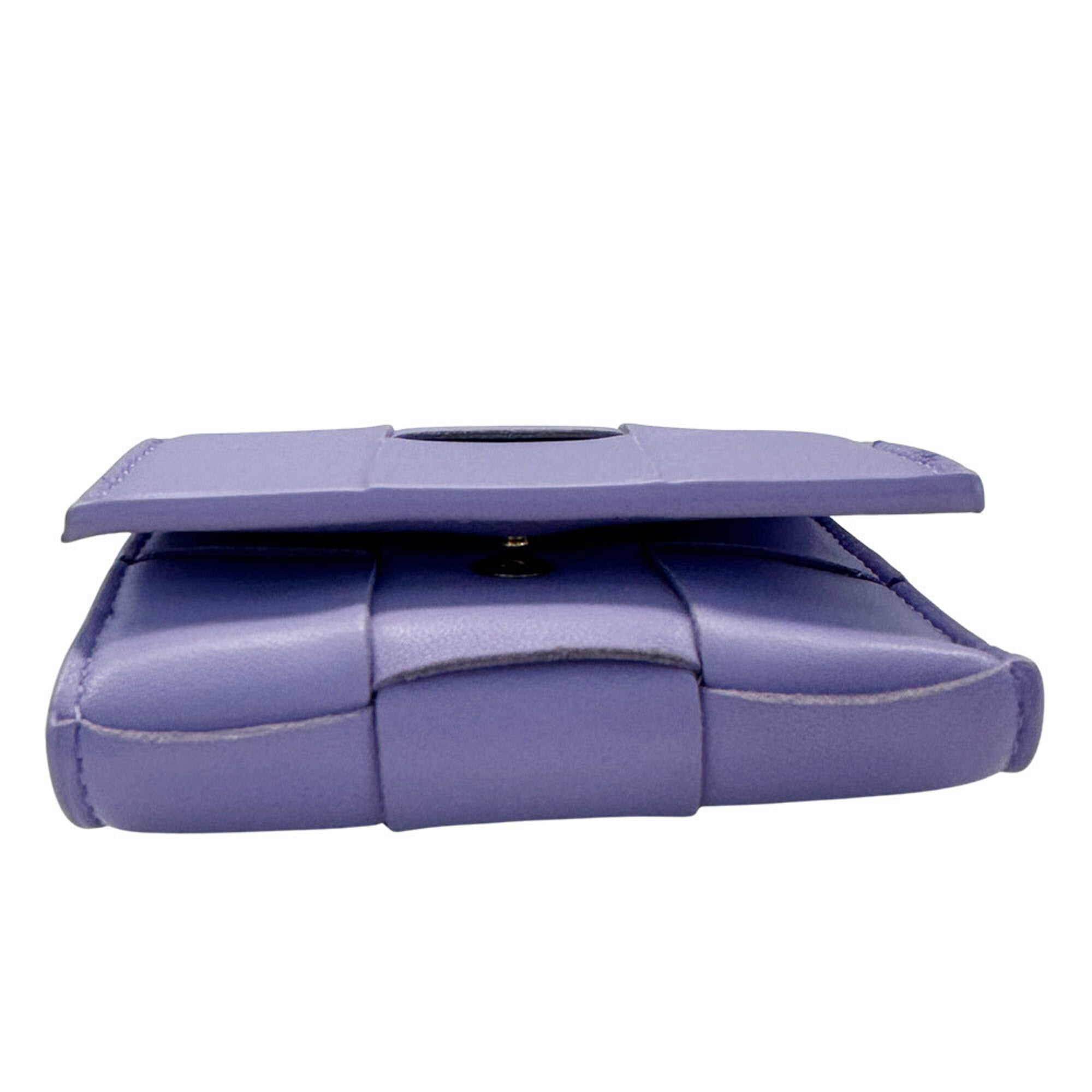 Bottega Veneta Purple Leather Wallet (Tri-Fold) (Pre-Owned)
