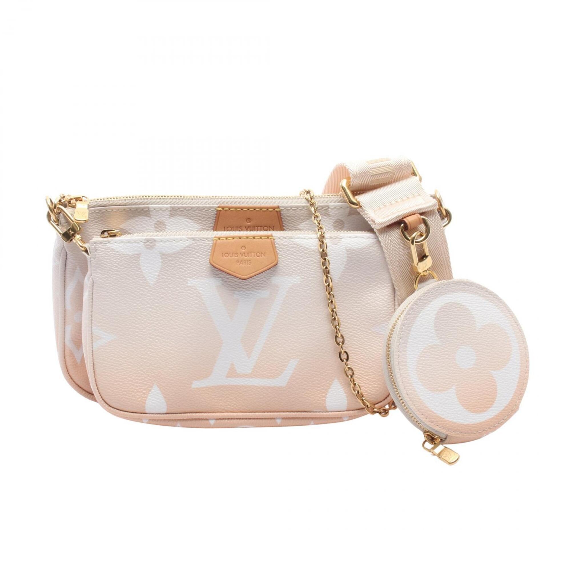 Louis Vuitton Beige Beige Pink Pink White Coated Canvas Pvc Leather Handbag Shoulder Bag (Pre-Owned)