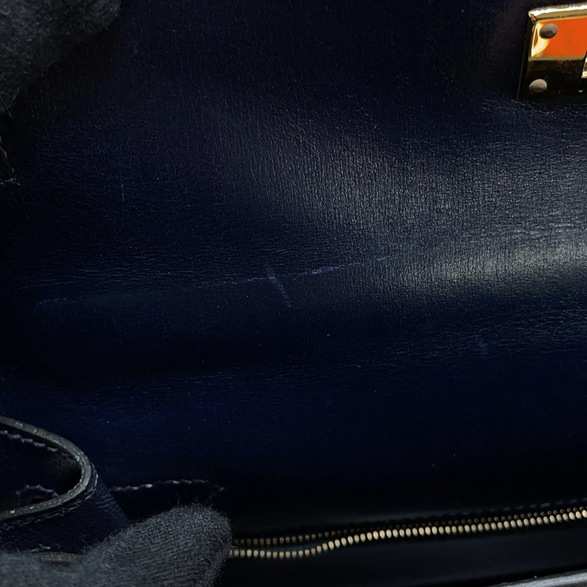 Hermes Navy Box Calf Leather Handbag (Pre-Owned)