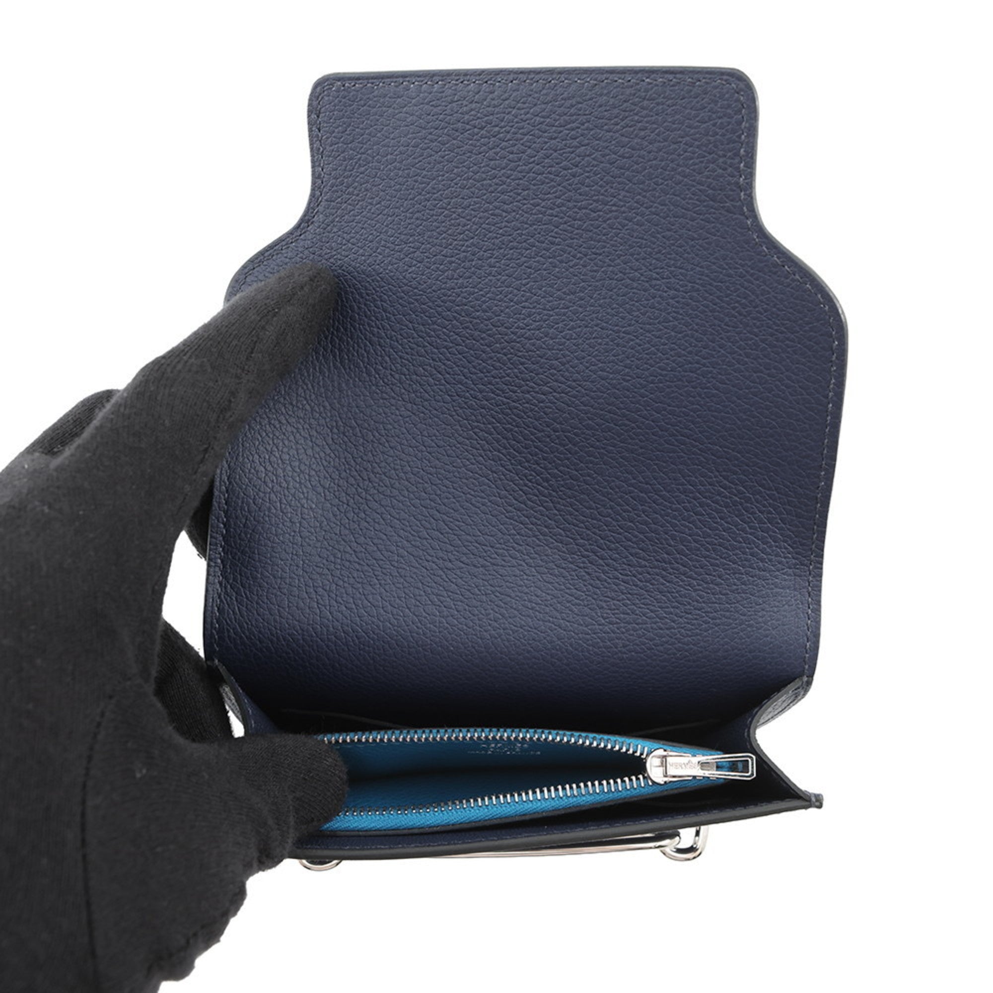 Hermes Blue Nuit Coin Purse/Coin Case (Pre-Owned)