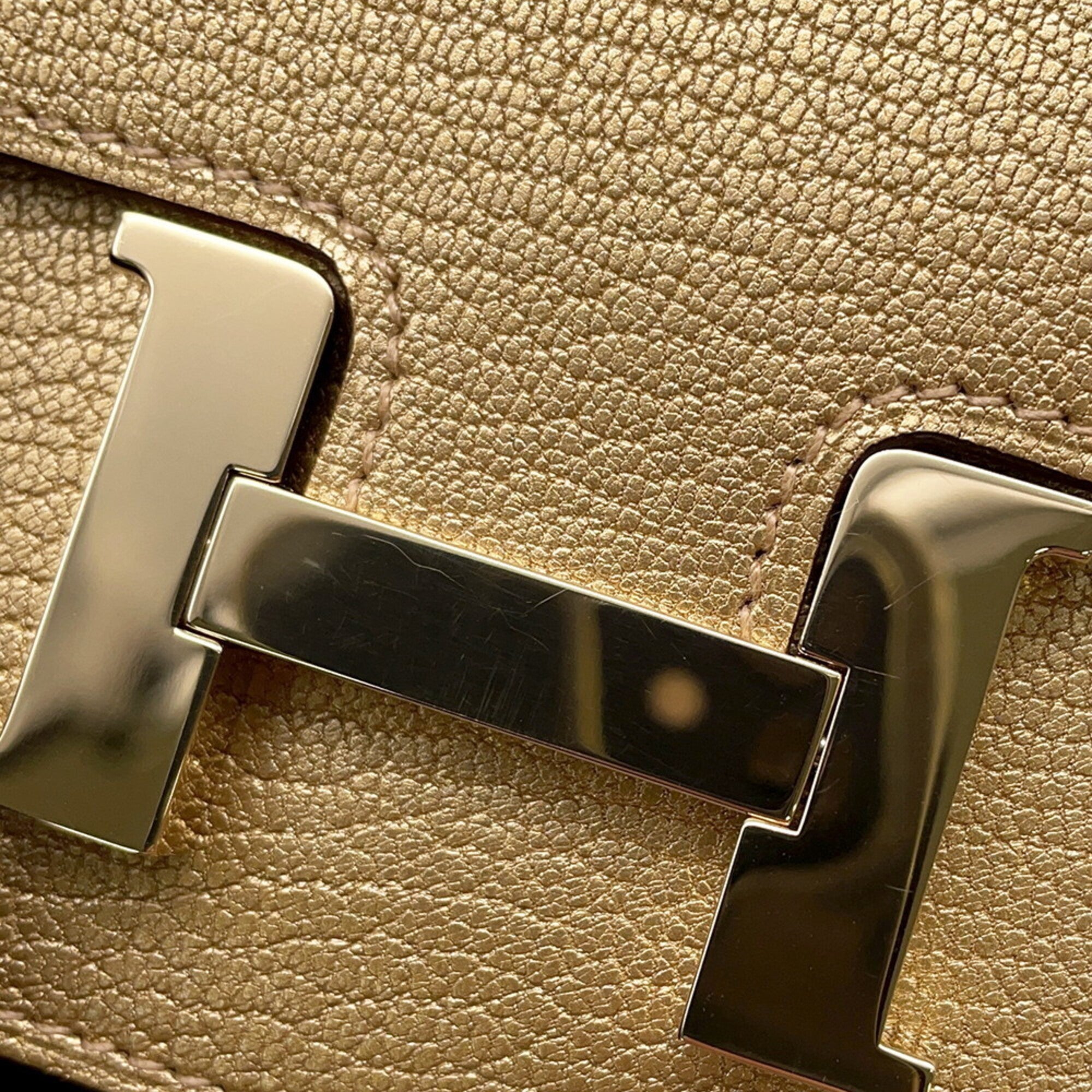 Hermes Champagne Chevre Leather Coin Purse/Coin Case (Pre-Owned)