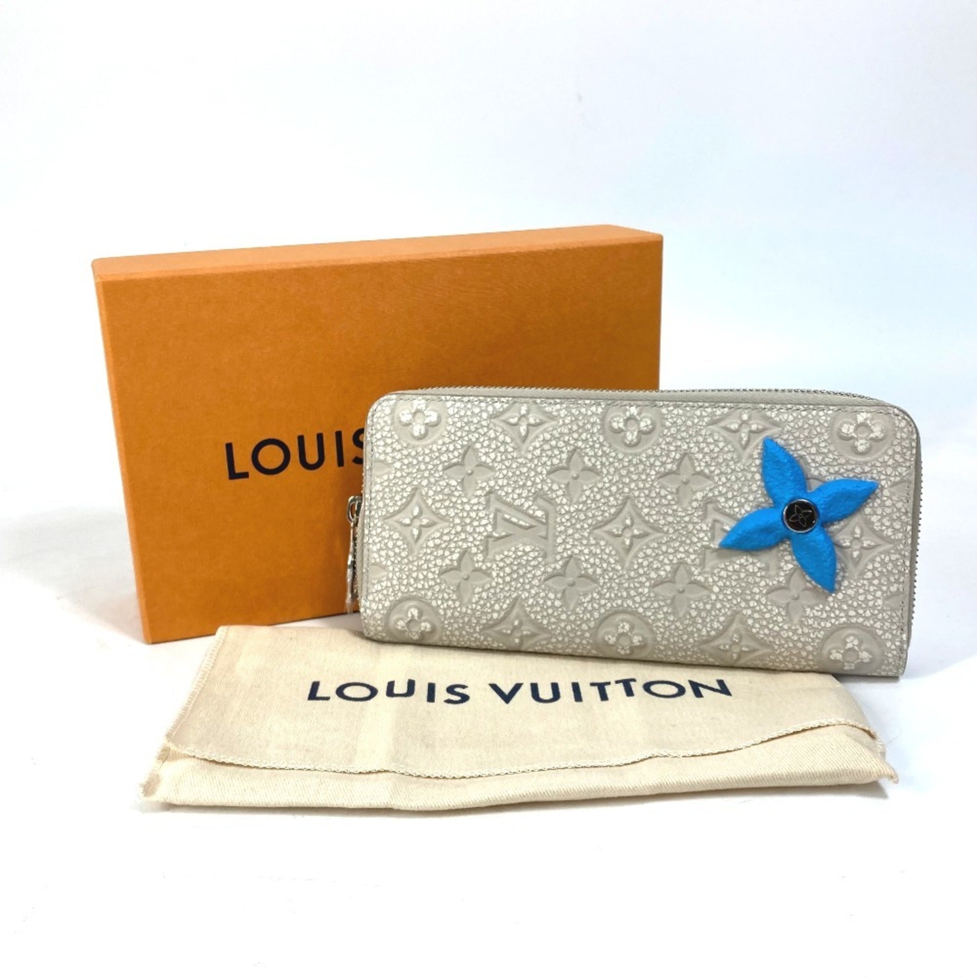 Louis Vuitton Blue Gray Leather Long Wallet (Bi-Fold) (Pre-Owned)
