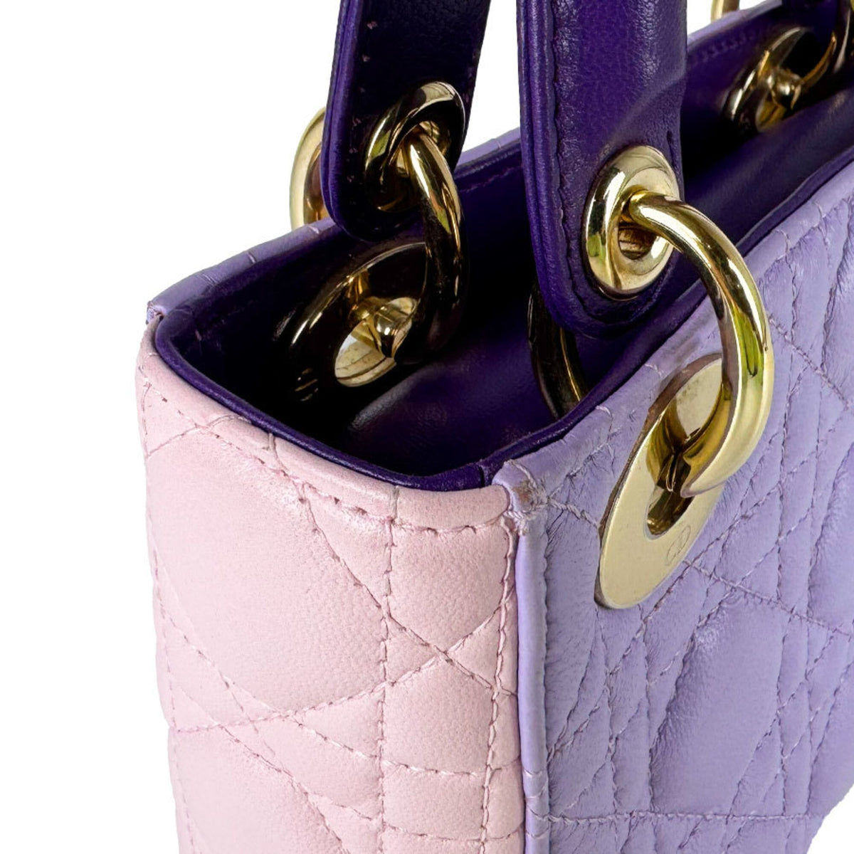 Christian Dior Pink Purple Leather Handbag Shoulder Bag (Pre-Owned)