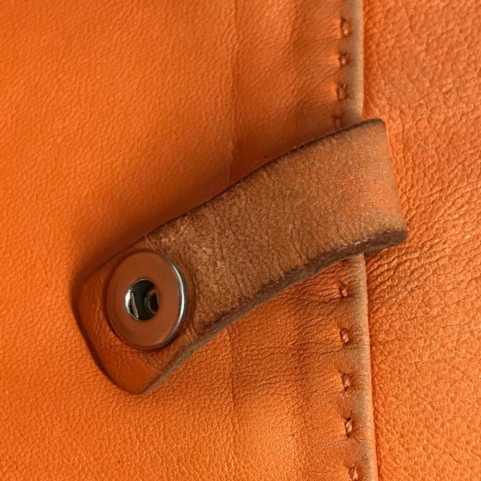 Hermes Orange Leather Pochette Shoulder Bag (Pre-Owned)