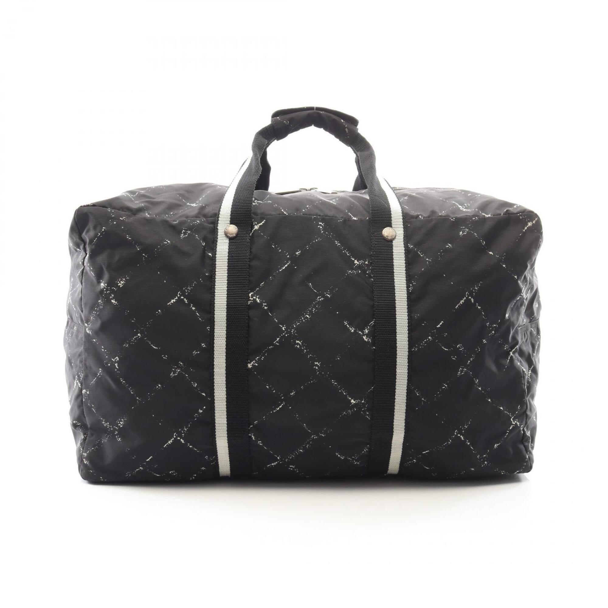 Chanel Black Nylon Boston Bag Handbag (Pre-Owned)