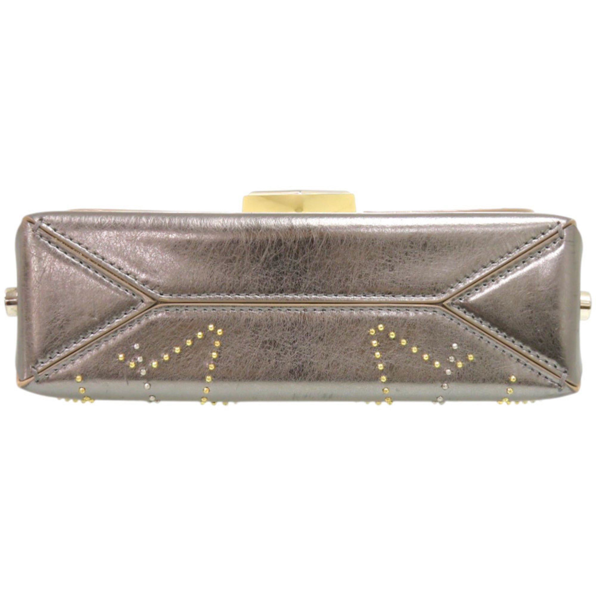 Jimmy Choo Gold Silver Metal Leather Shoulder Bag (Pre-Owned)