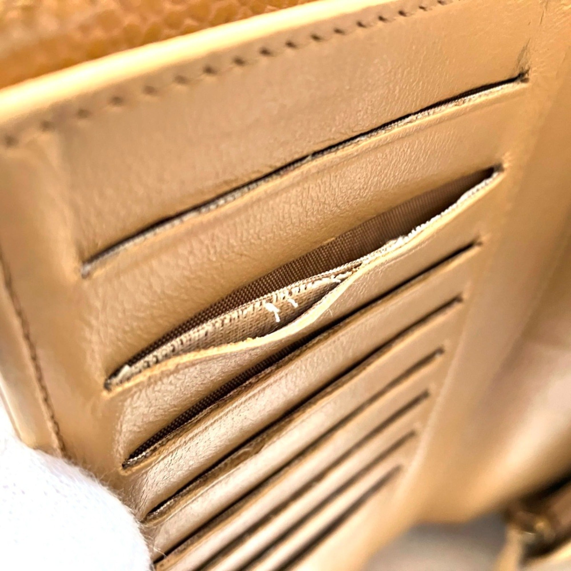 Chanel Beige Grained Calfskin Wallet (Bi-Fold) (Pre-Owned)