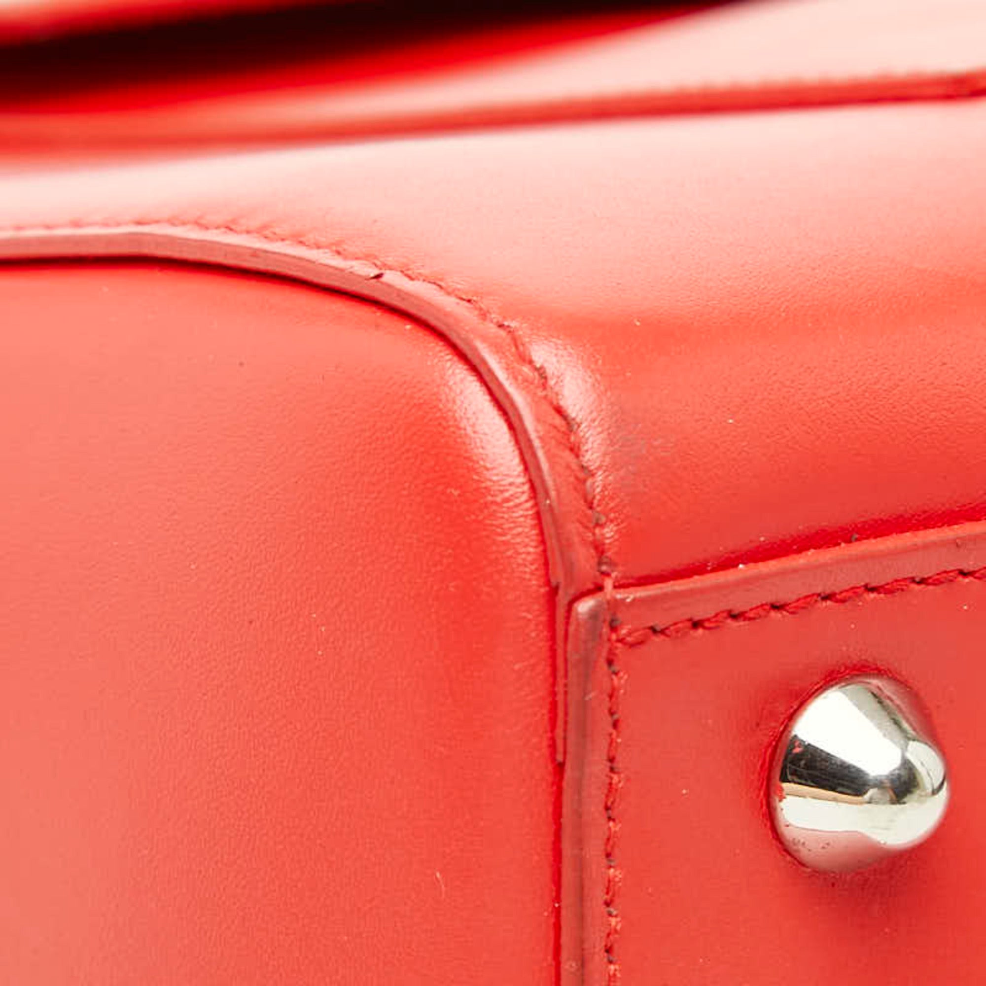 Christian Dior Red Color Leather Handbag Shoulder Bag (Pre-Owned)