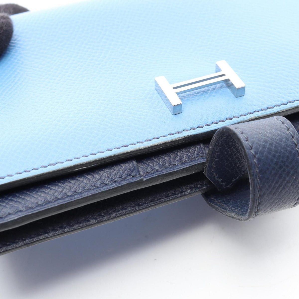 Hermes Bleu Saphir Blue Blue Paradise Navy Epsom Leather Long Wallet (Bi-Fold) (Pre-Owned)