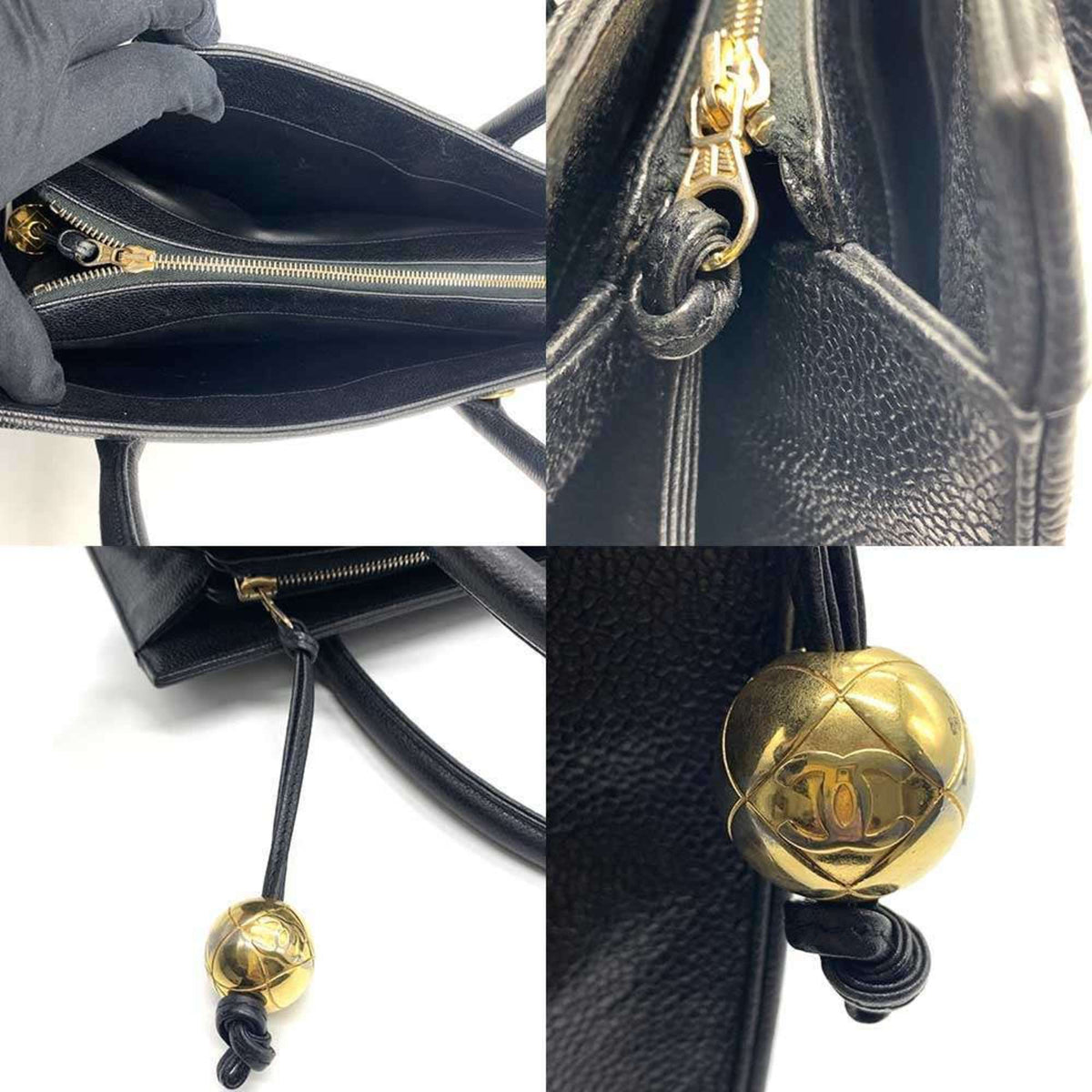 Chanel Black Grained Calfskin Handbag Tote Bag (Pre-Owned)
