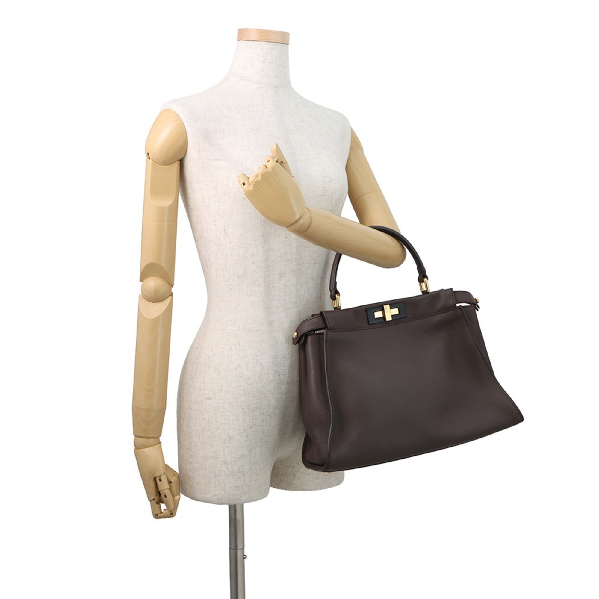 Fendi Brown Leather Handbag Shoulder Bag (Pre-Owned)