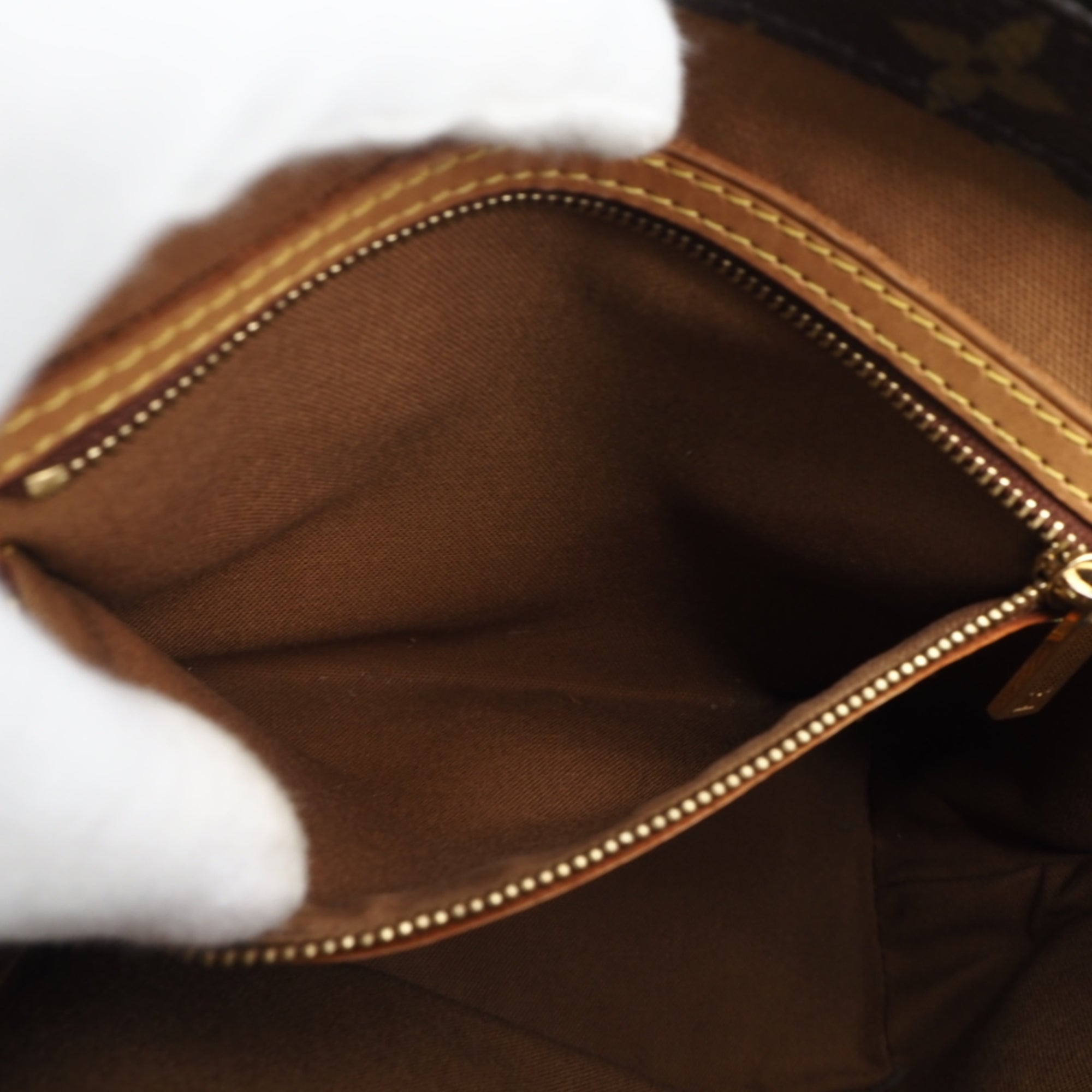 Louis Vuitton Monogram Beige Brown Coated Canvas Leather Handbag (Pre-Owned)