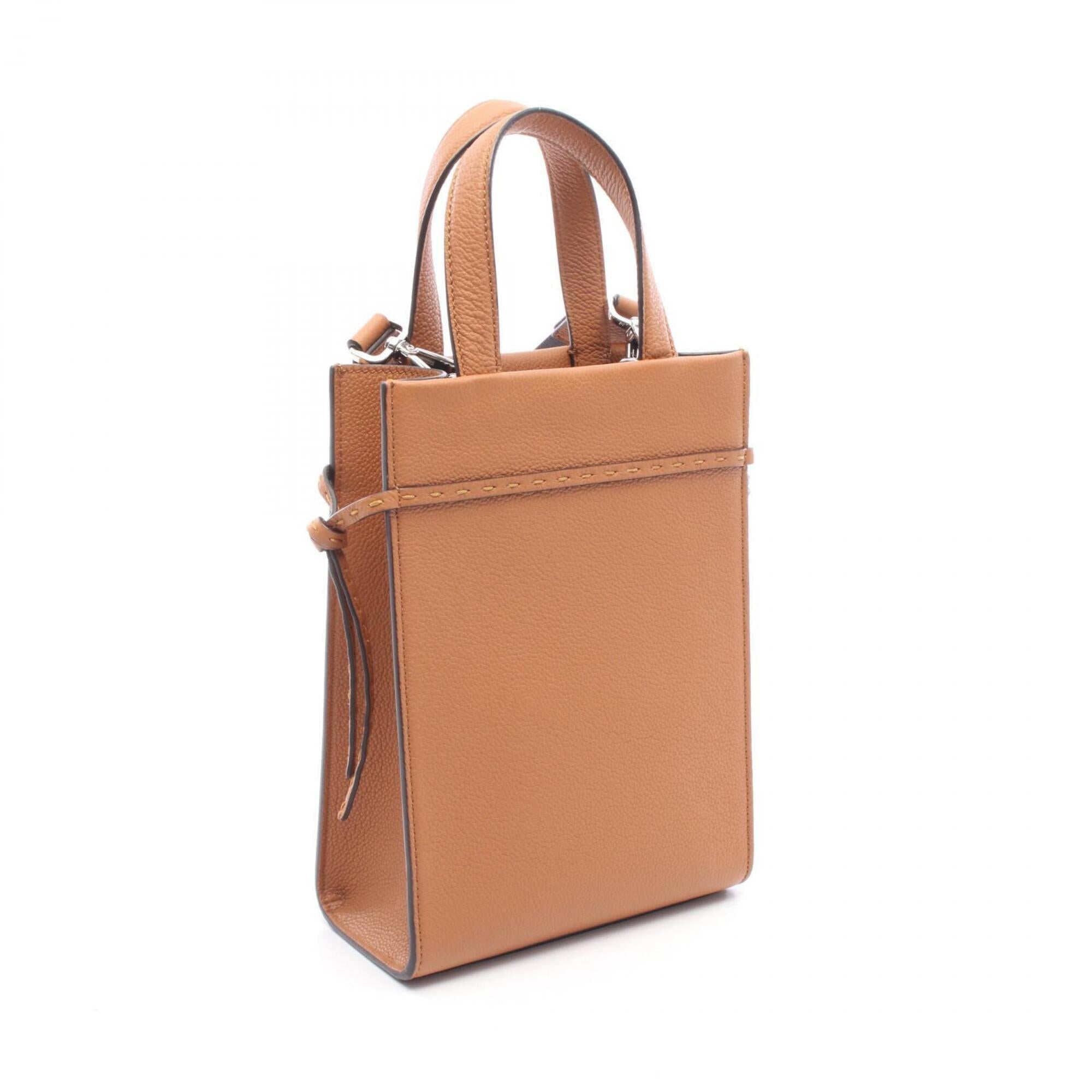 Fendi Brown Leather Handbag Tote Bag (Pre-Owned)