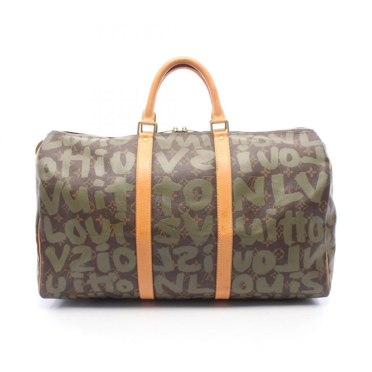 Louis Vuitton Brown Khaki Coated Canvas Leather Boston Bag Handbag (Pre-Owned)