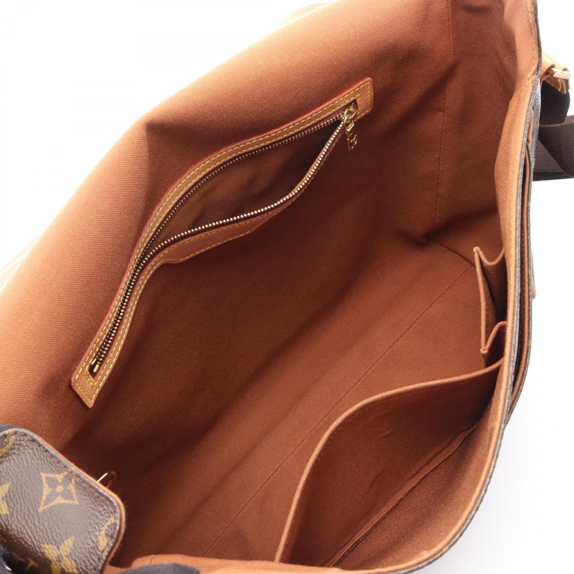 Louis Vuitton Brown Leather Coated Canvas Handbag Shoulder Bag (Pre-Owned)