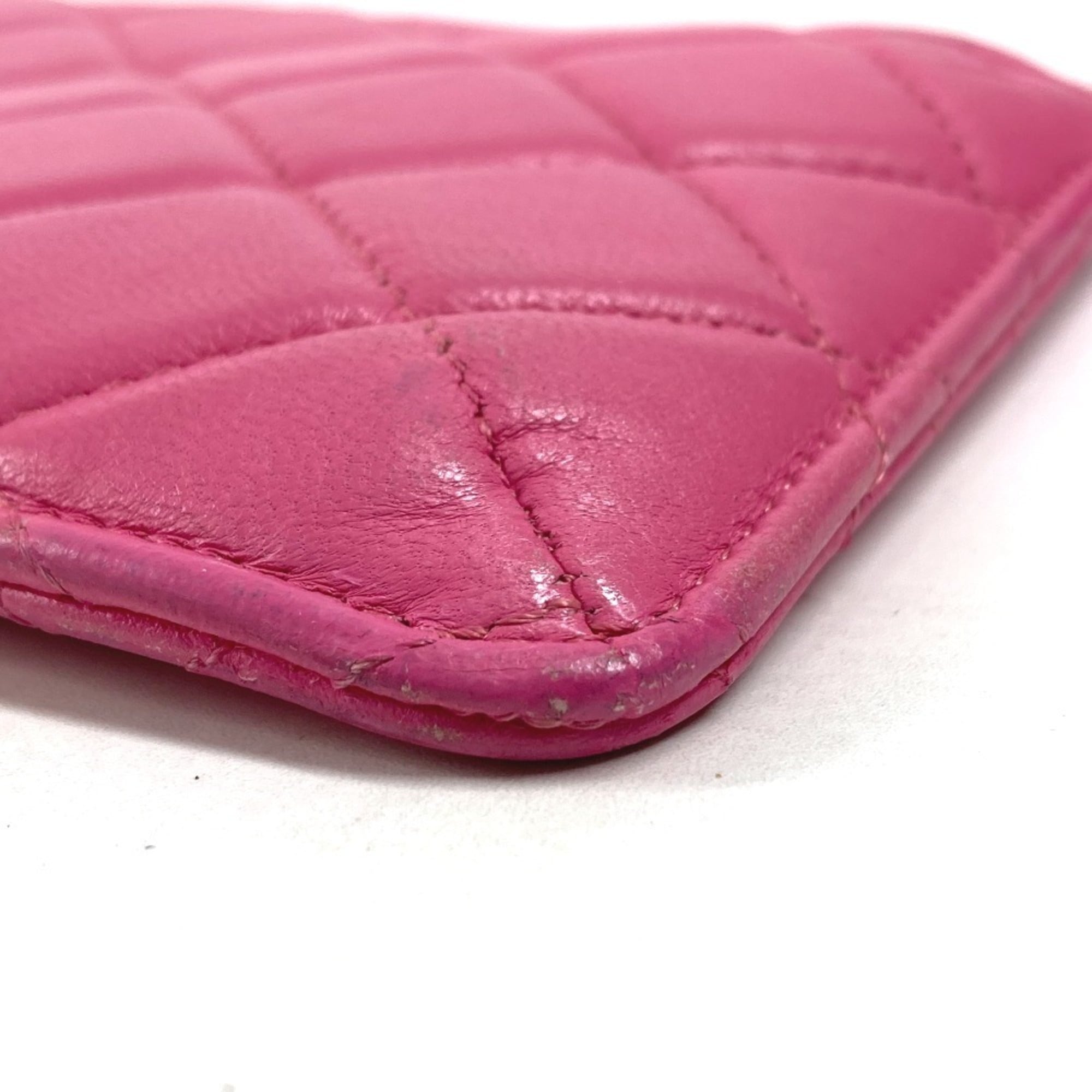 Chanel Pink Leather Long Wallet (Bi-Fold) (Pre-Owned)