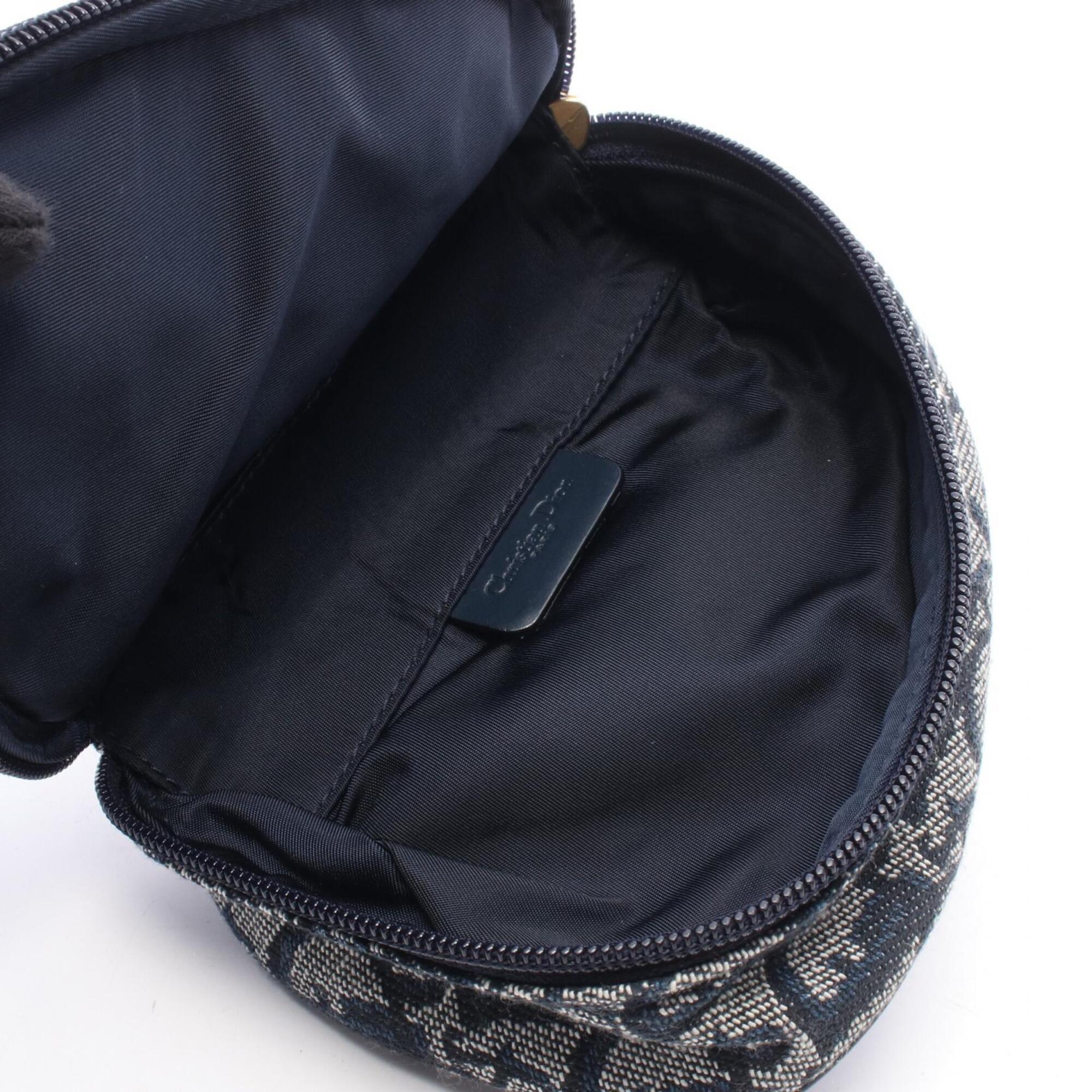 Christian Dior Beige Navy Canvas Leather Pouch (Pre-Owned)