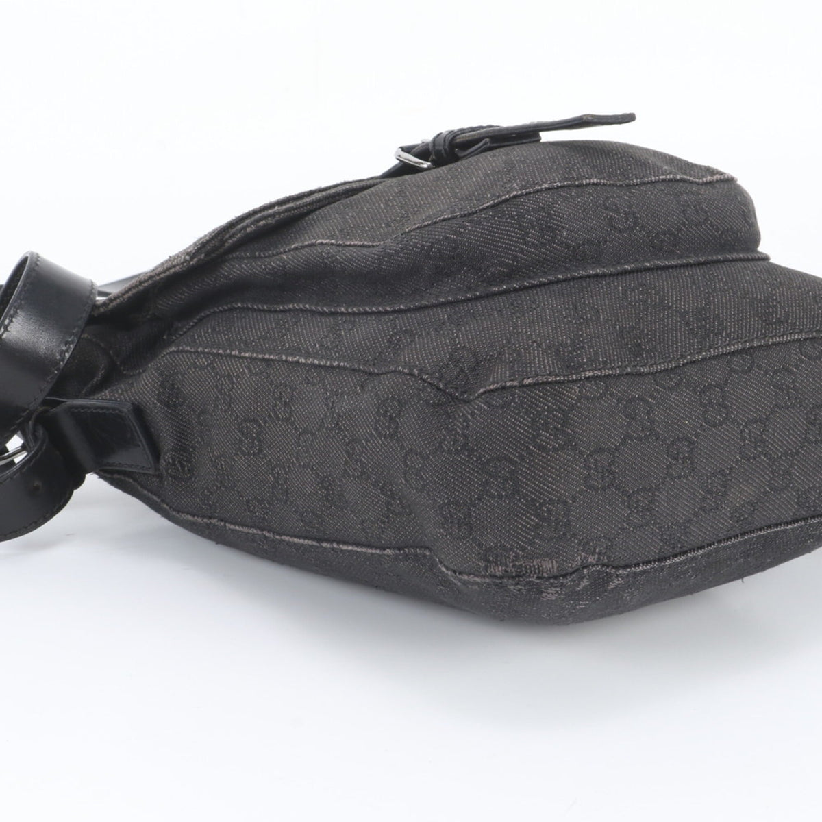 Gucci Black Leather Canvas Crossbody Bag Shoulder Bag (Pre-Owned)