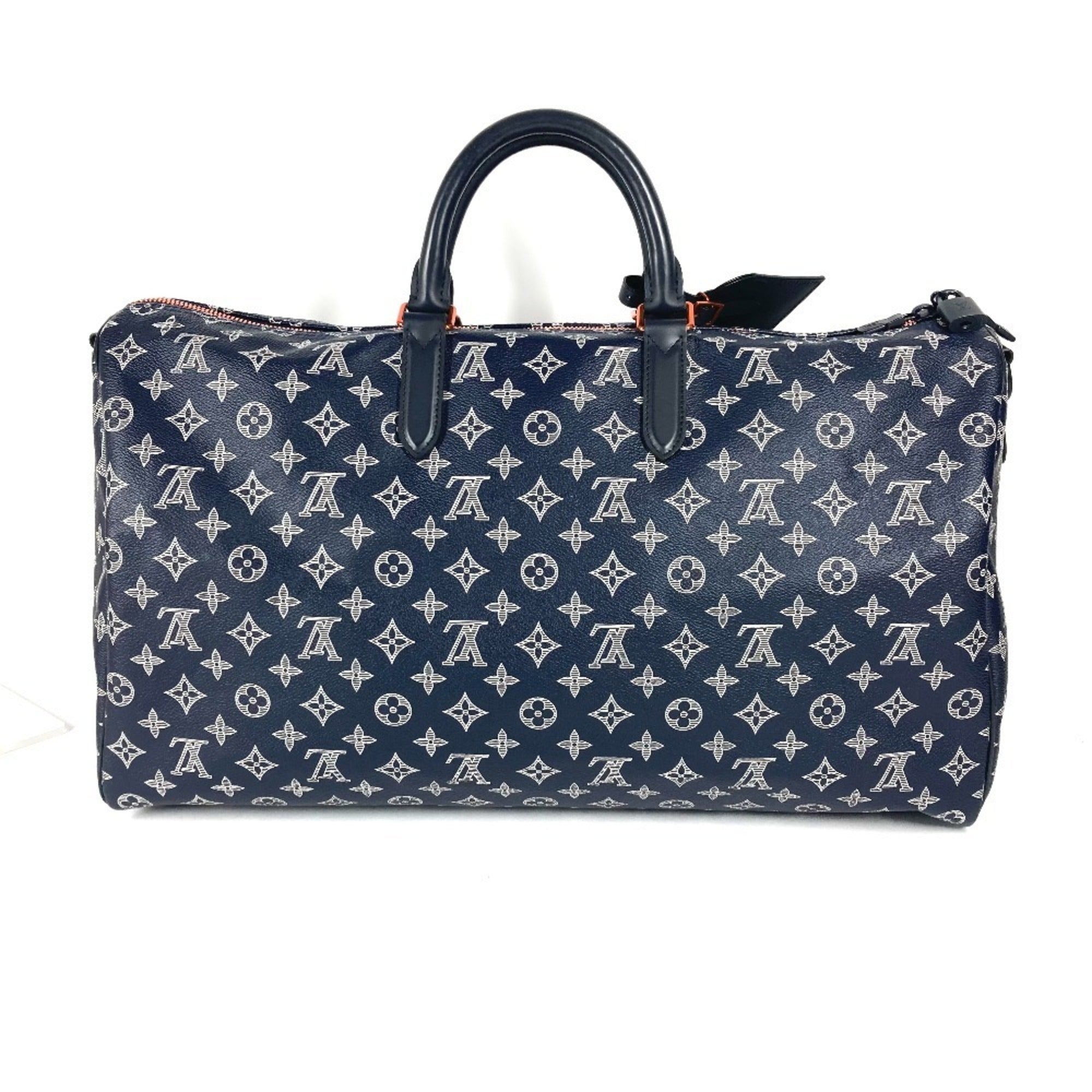 Louis Vuitton Navy Red Color Monogram Boston Bag Handbag (Pre-Owned)