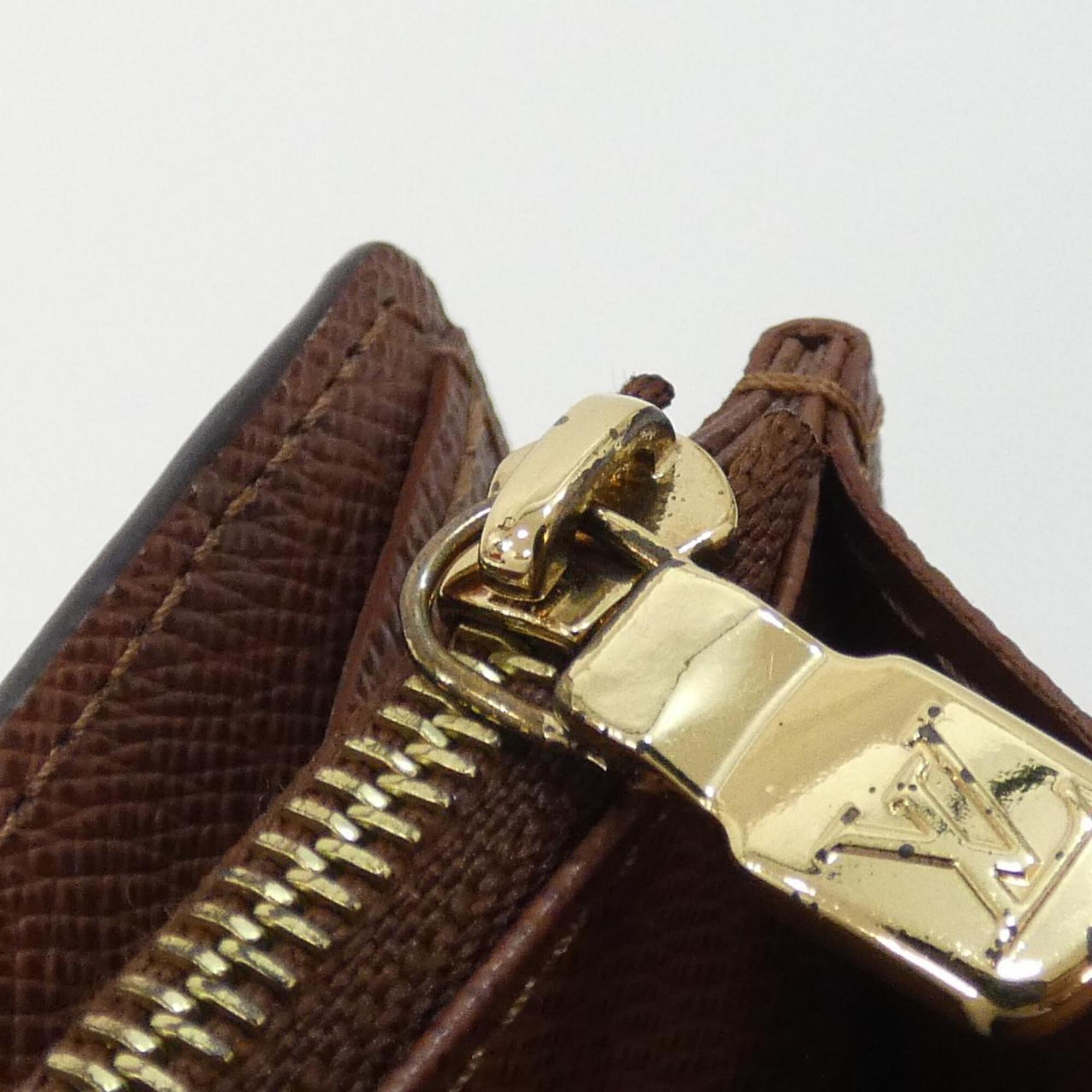 Louis Vuitton Marron Coated Canvas Long Wallet (Bi-Fold) (Pre-Owned)