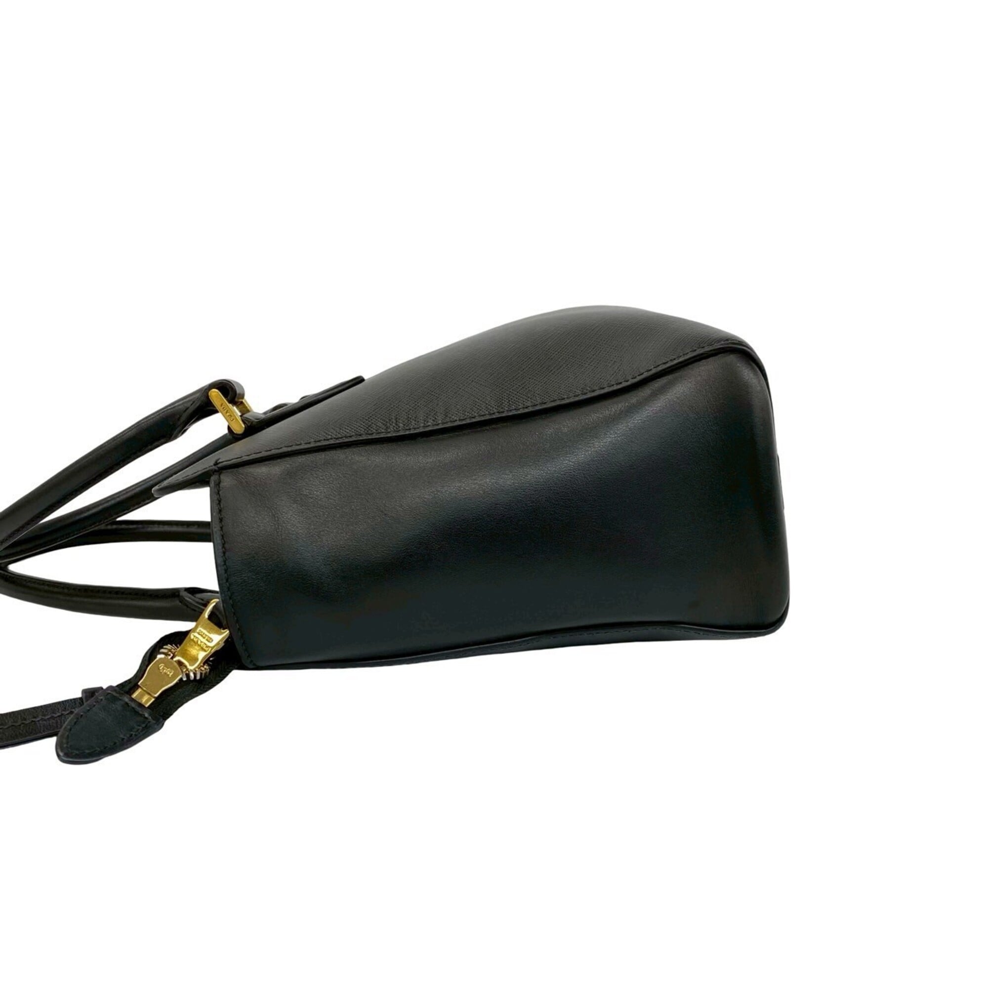 Prada Black Leather Handbag Shoulder Bag Tote Bag (Pre-Owned)
