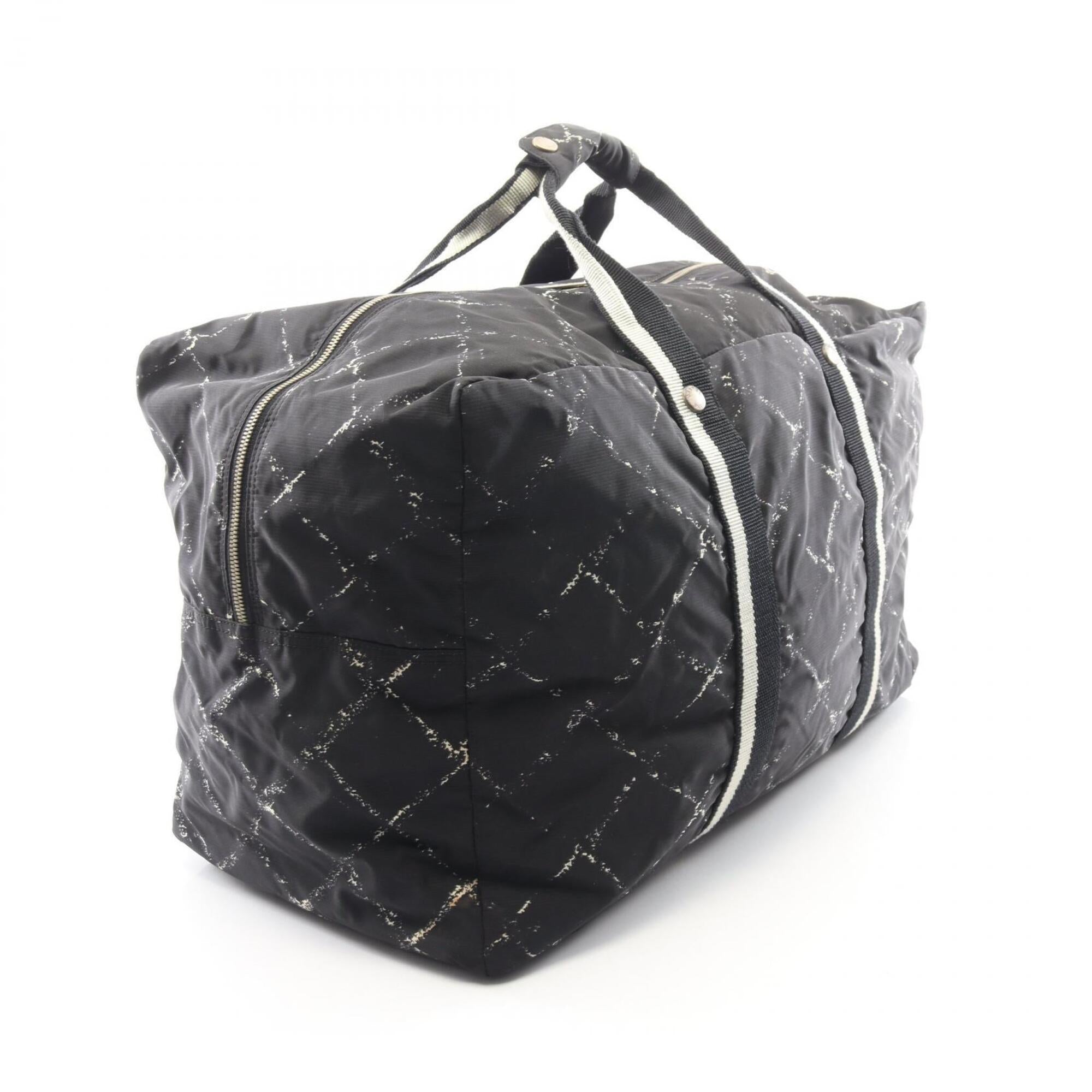 Chanel Black Nylon Boston Bag Handbag (Pre-Owned)