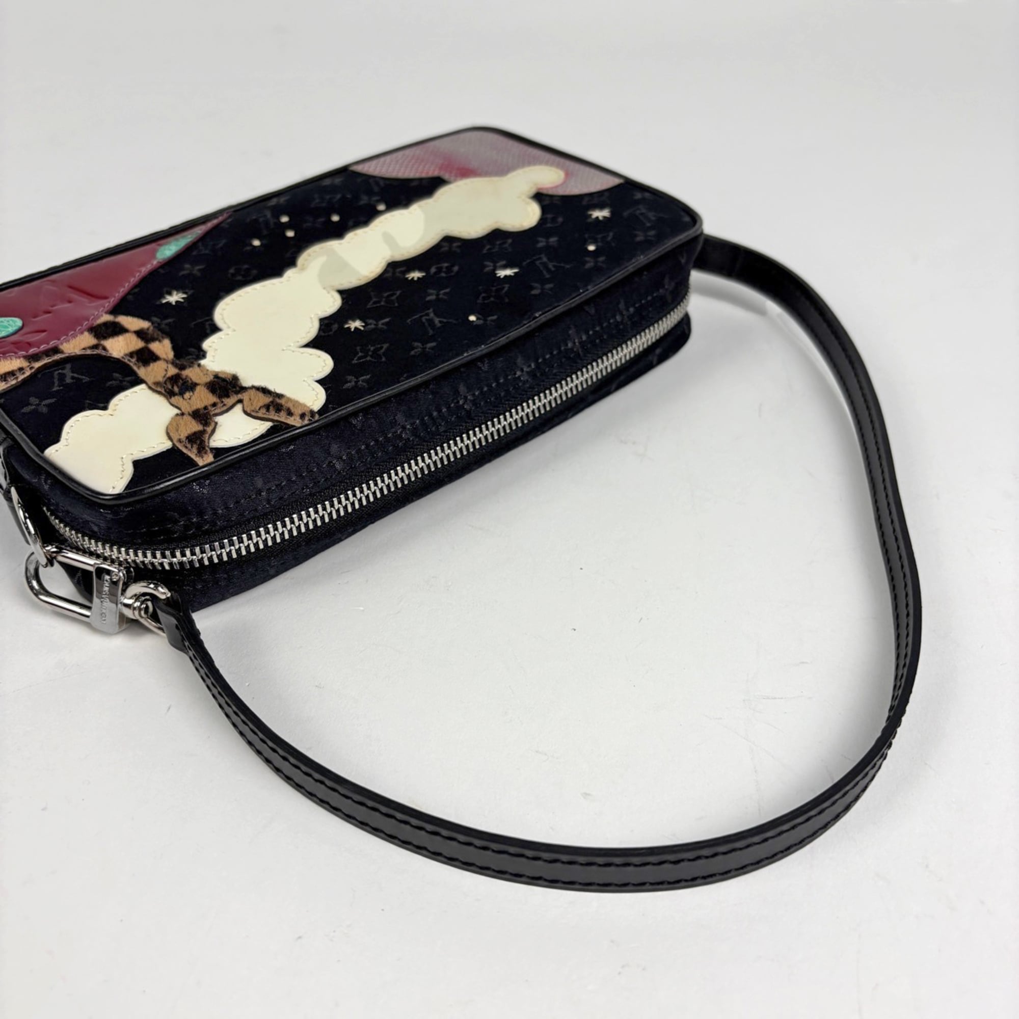 Louis Vuitton Black Monogram Monogram Satin Handbag Pochette (Pre-Owned)