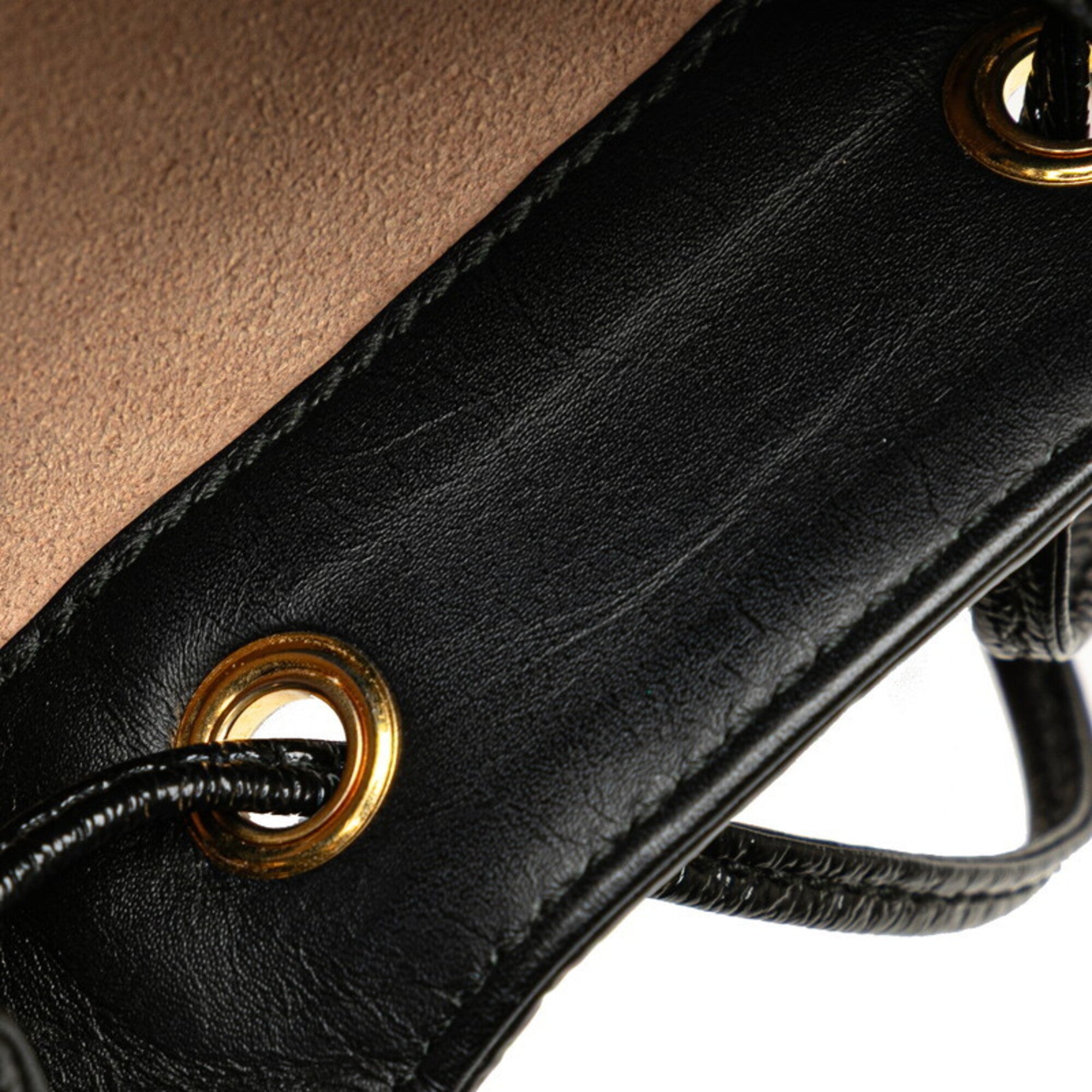 Gucci Black Red Color Leather Shoulder Bag (Pre-Owned)