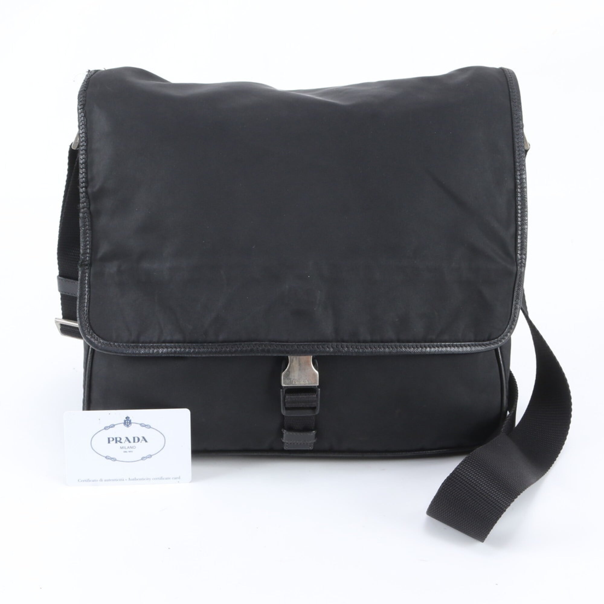 Prada Black Nylon Leather Shoulder Bag (Pre-Owned)