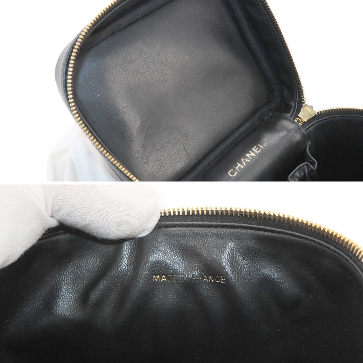 Chanel Black Grained Calfskin Handbag Vanity Bag (Pre-Owned)