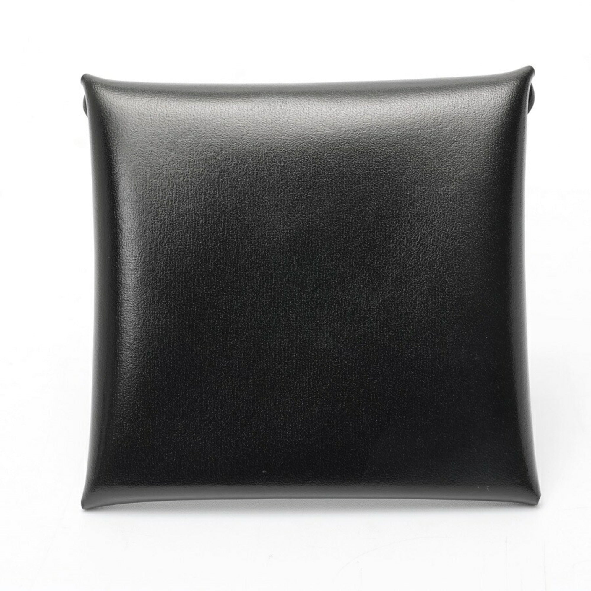 Hermes Bastia Black Box Calf Leather Coin Purse/Coin Case (Pre-Owned)