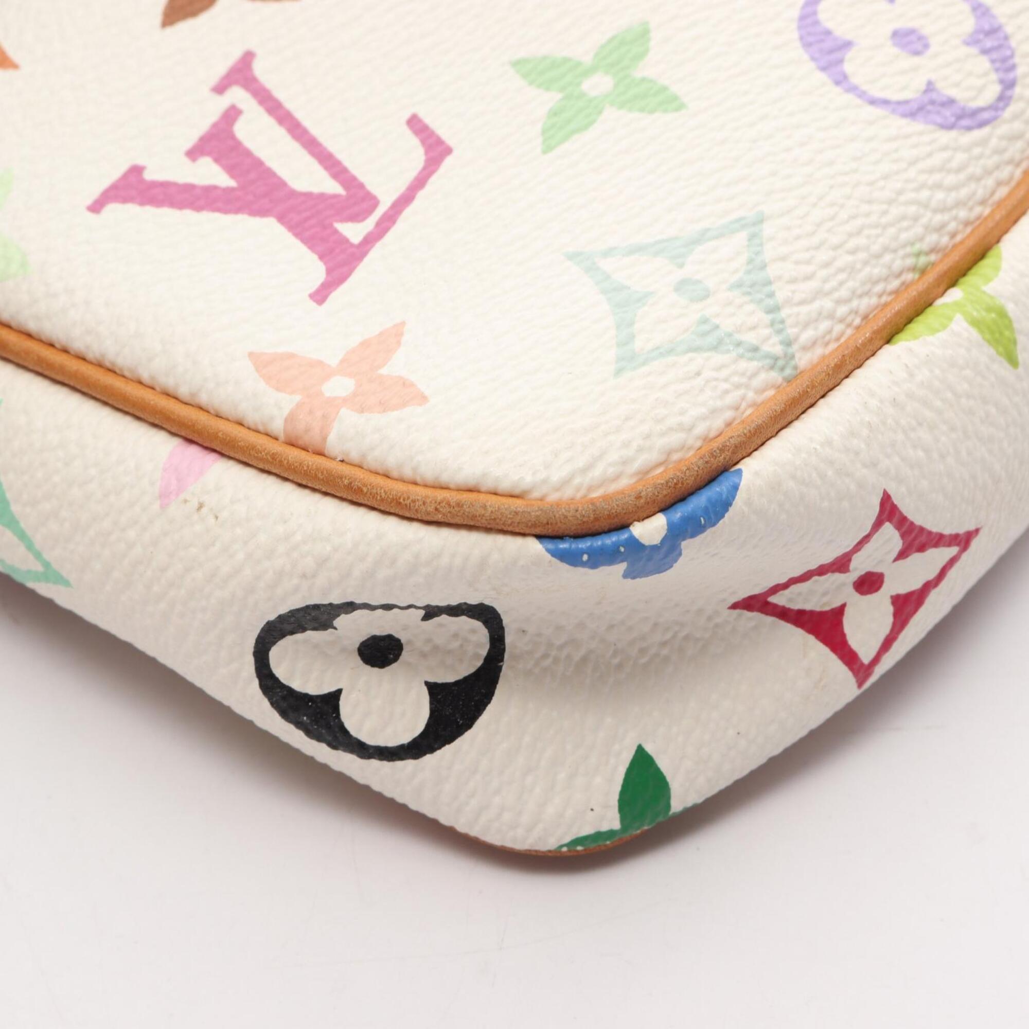Louis Vuitton Blanc White Coated Canvas Monogram Multicolore Leather Handbag (Pre-Owned)