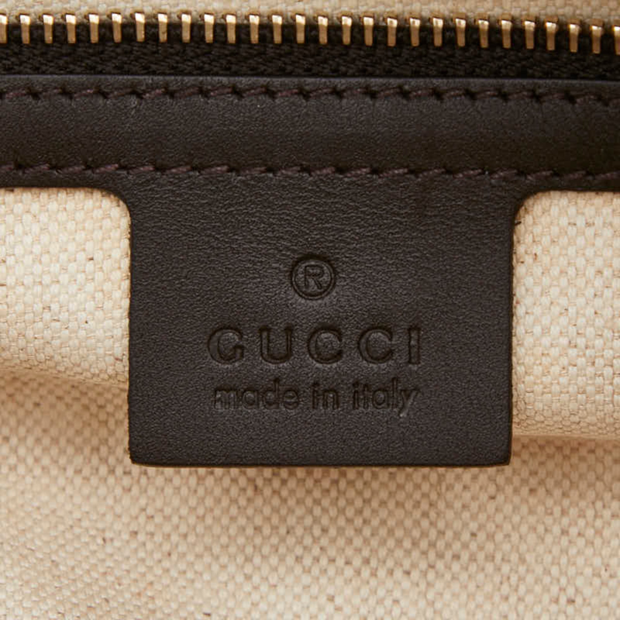 Gucci Beige Multi-Color Canvas Leather Handbag Shoulder Bag (Pre-Owned)