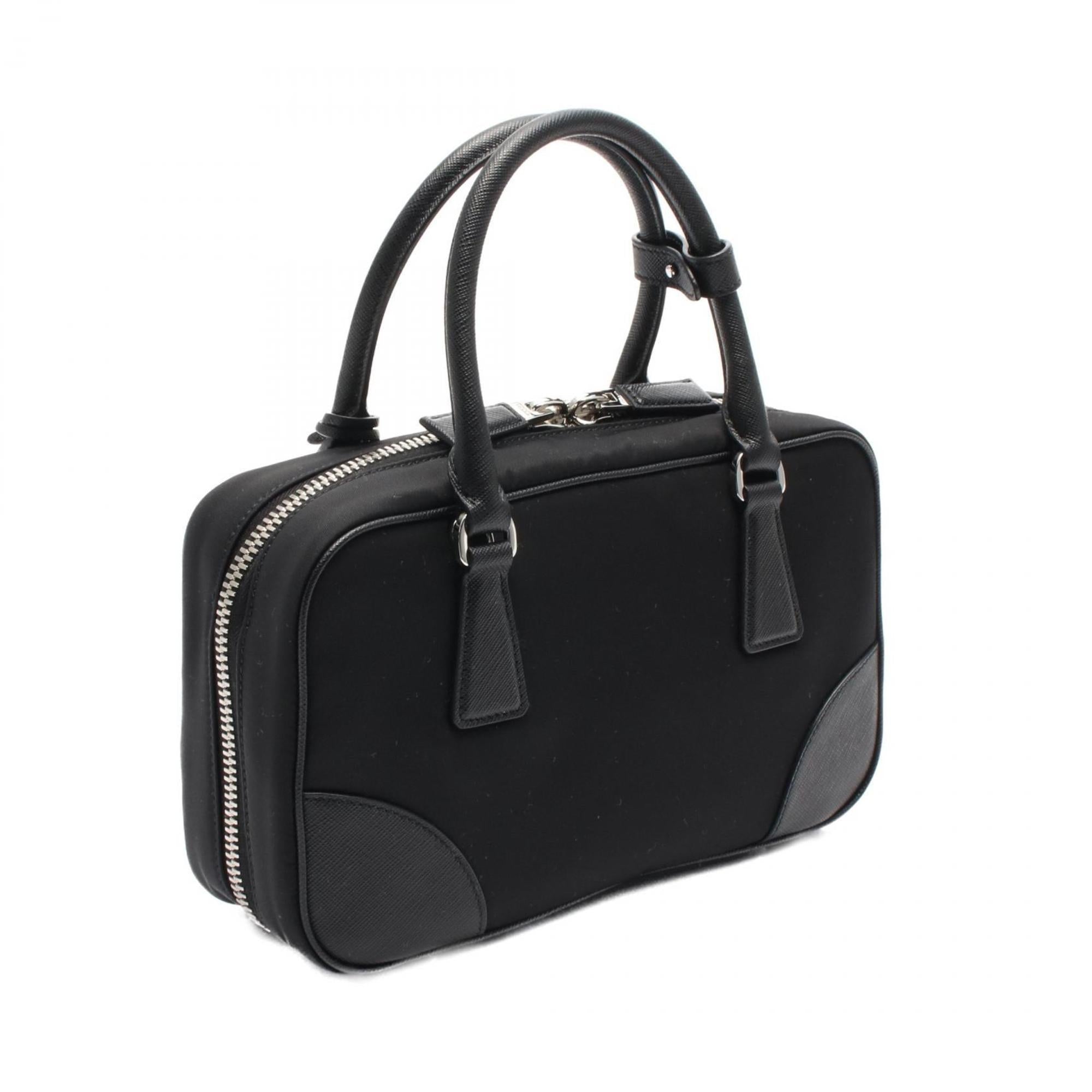 Prada Black Nylon Leather Handbag (Pre-Owned)